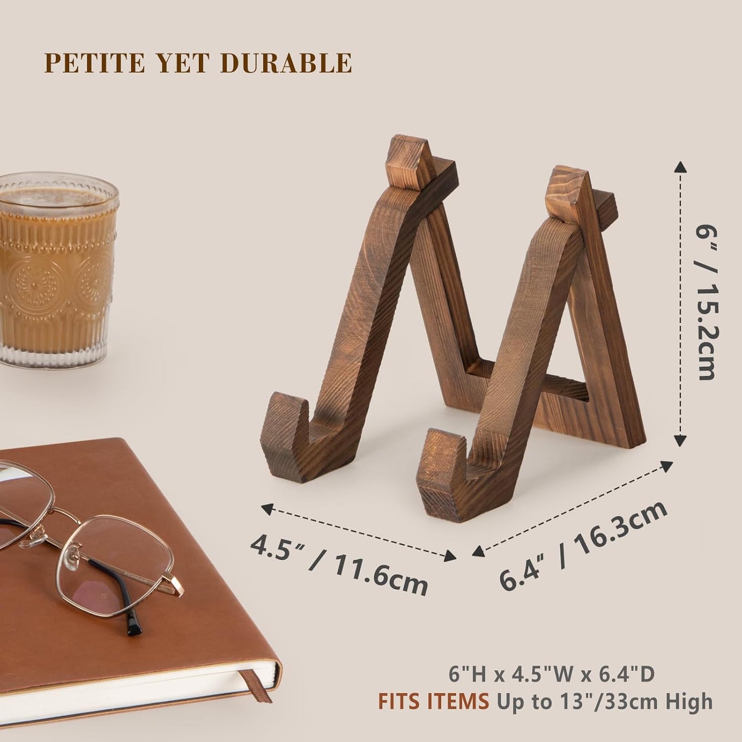 Plate Display Stand, 6 Inch Plate Holder for Displaying, Decorative Picture Frame Dish Photo Plaque Platter Wood Stand