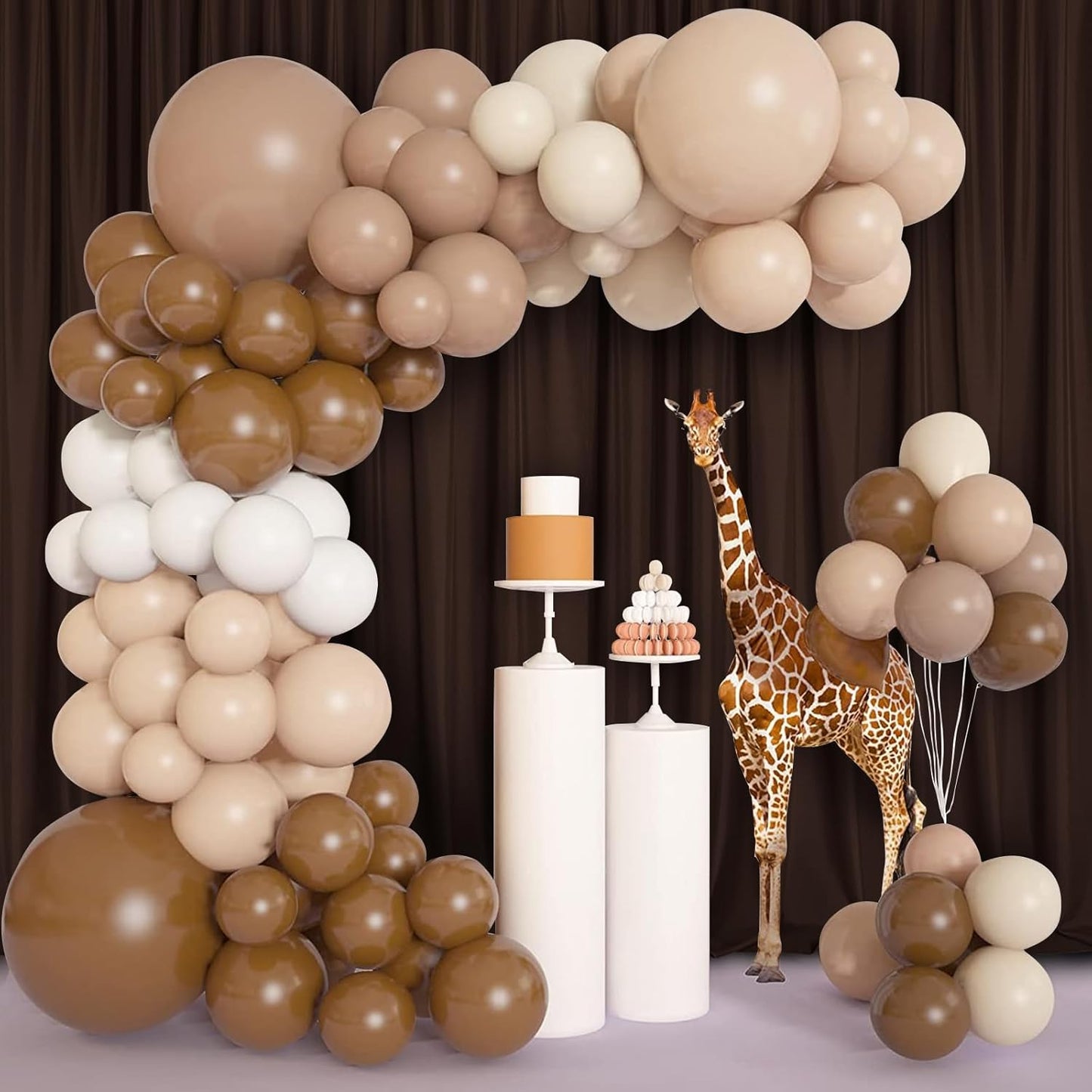 DWCN 10x8 FT Brown Backdrop Curtains for Parties, Photography Backdrop Drapes with Rod Pockets for Wedding Decorations Stage Birthday Family Gatherings, 2 Panels 5ft x 8ft