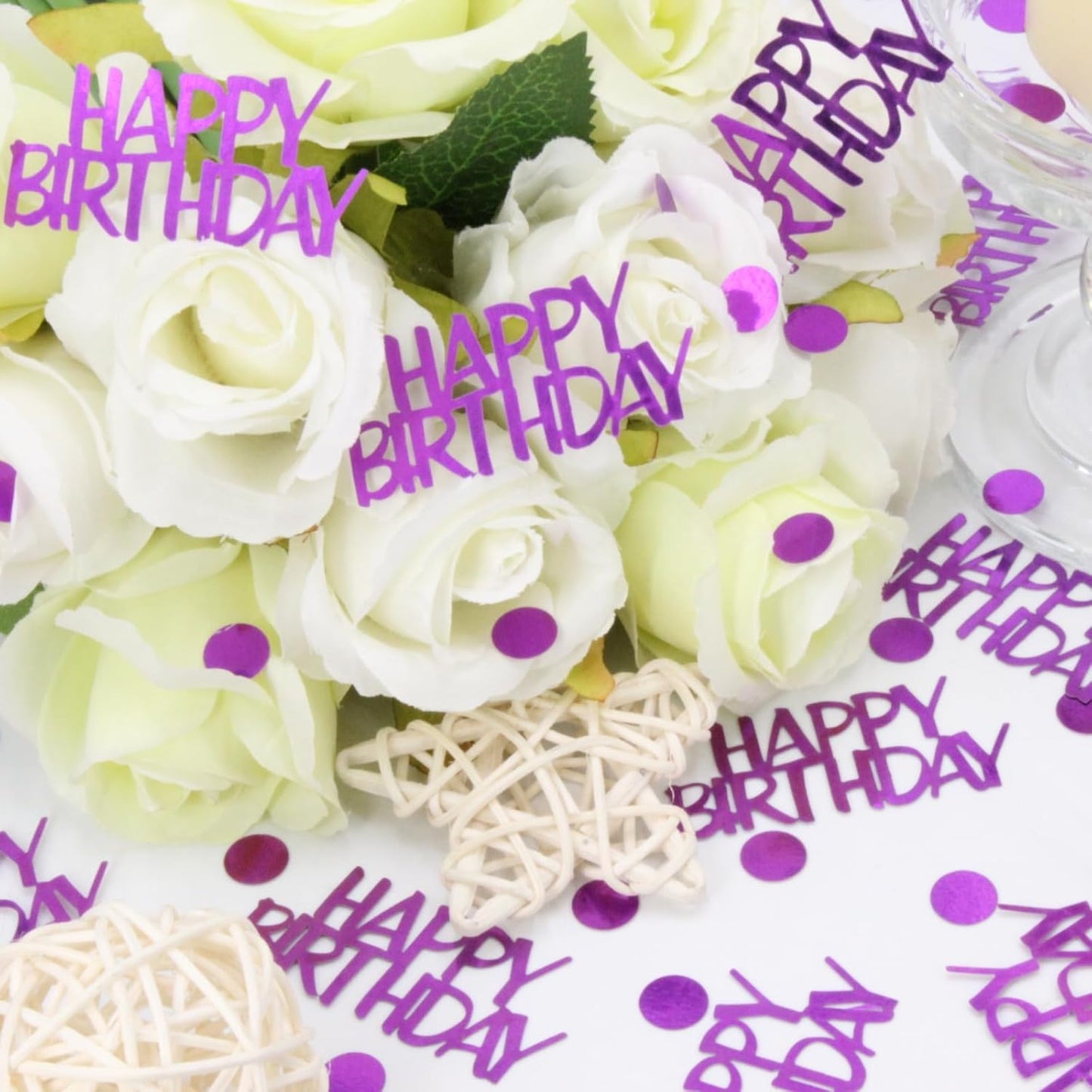 Birthday Confetti - Purple Happy Birthday Decorations, 270 Pcs