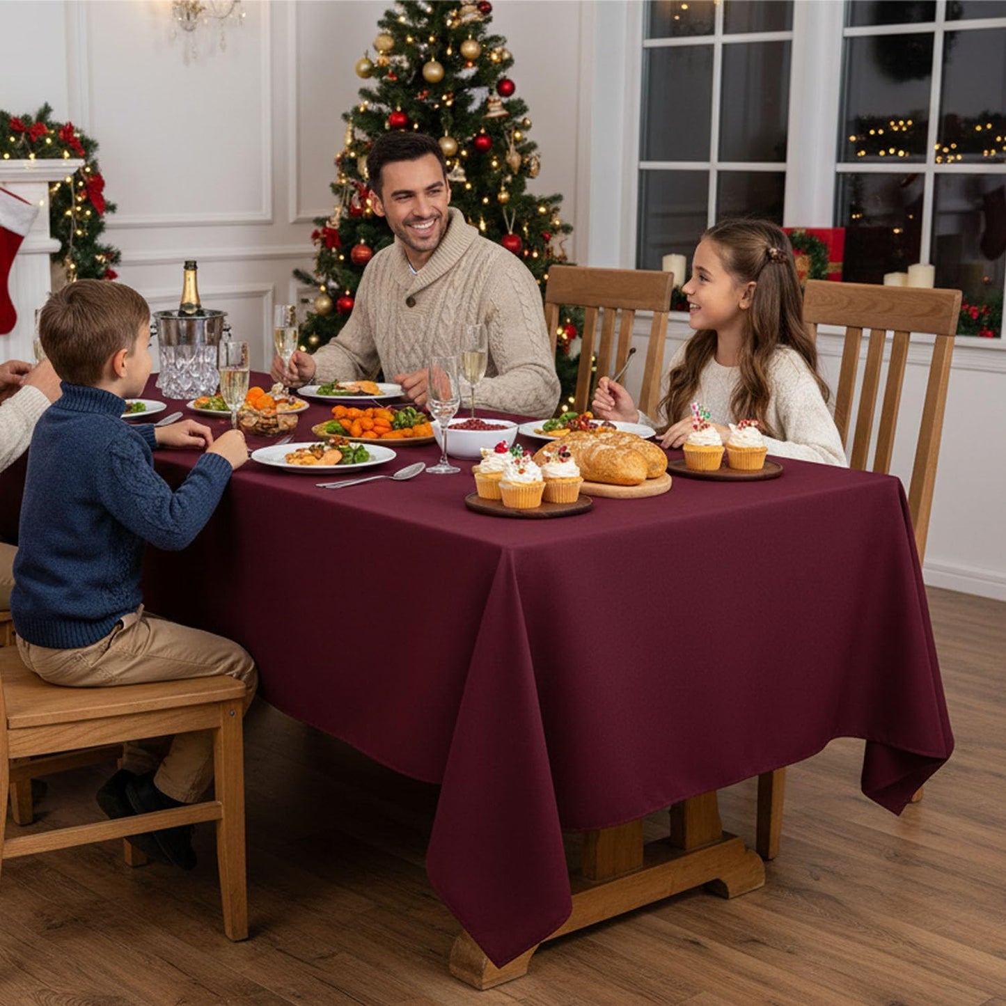 Fitable Burgundy Rectangle Tablecloths for 6 Foot Tables, 6 Pack - 70 x 108 Inches - Stain Resistant and Washable Table Clothes, Polyester Fabric Table Covers for Wedding, Party, Banquet, Buffect