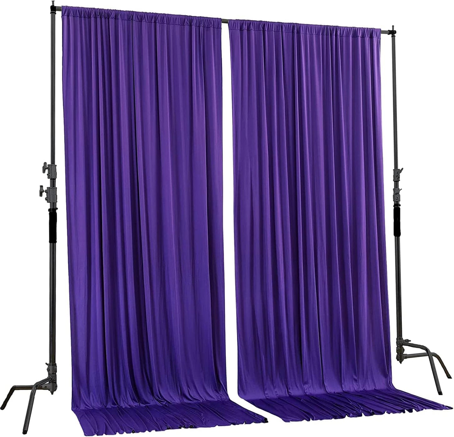 AK TRADING CO. 10 feet x 8 feet IFR Polyester Backdrop Drapes Curtains Panels with Rod Pockets - Wedding Ceremony Party Home Window Decorations - Purple