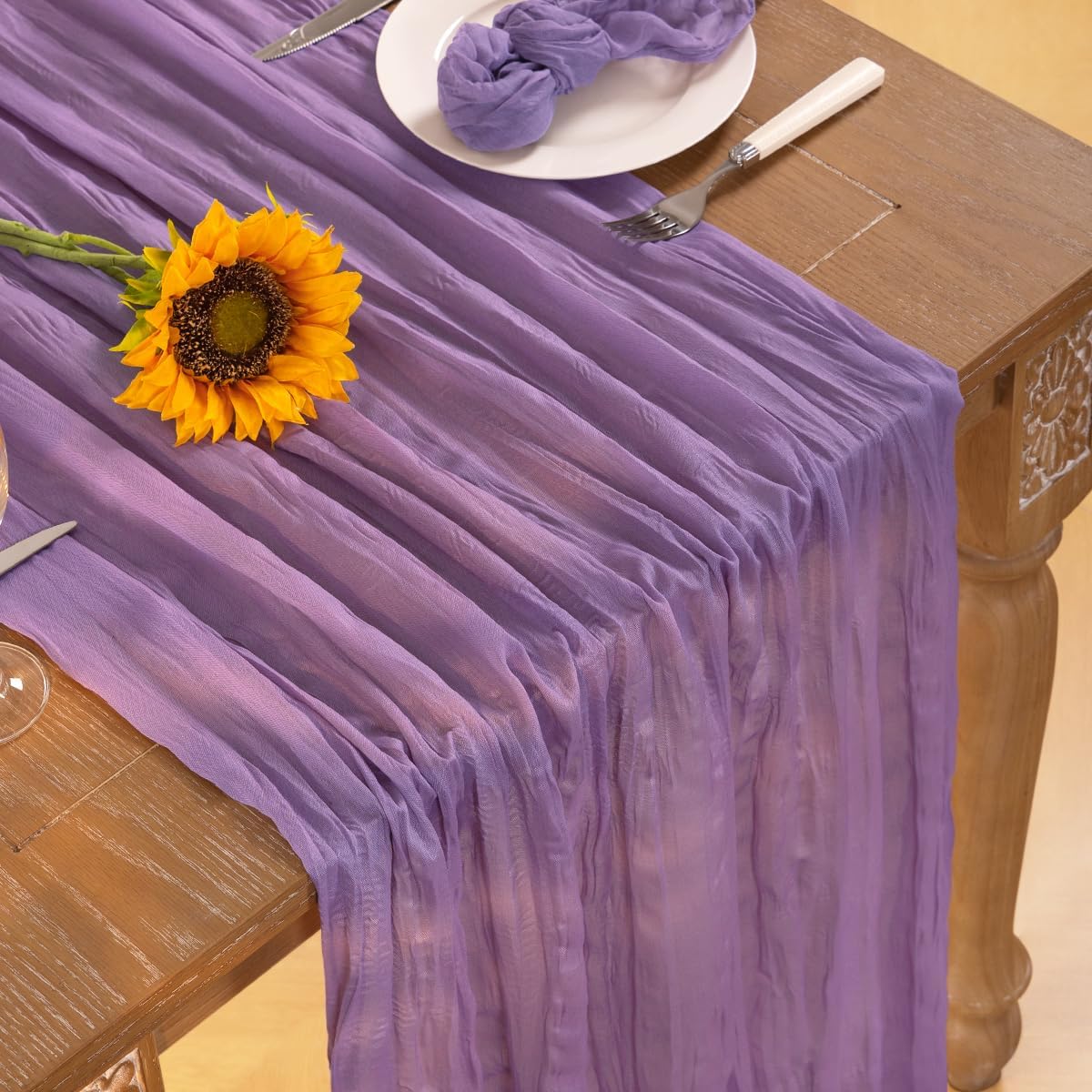 Lavender Purple Cheesecloth Table Runner 10 Pack Fall Table Runners Boho Gauze 120 Inches Cheese Cloth Fall Table Decorations for Thanksgiving Wedding Bridal Baby Shower Birthday Garden Party