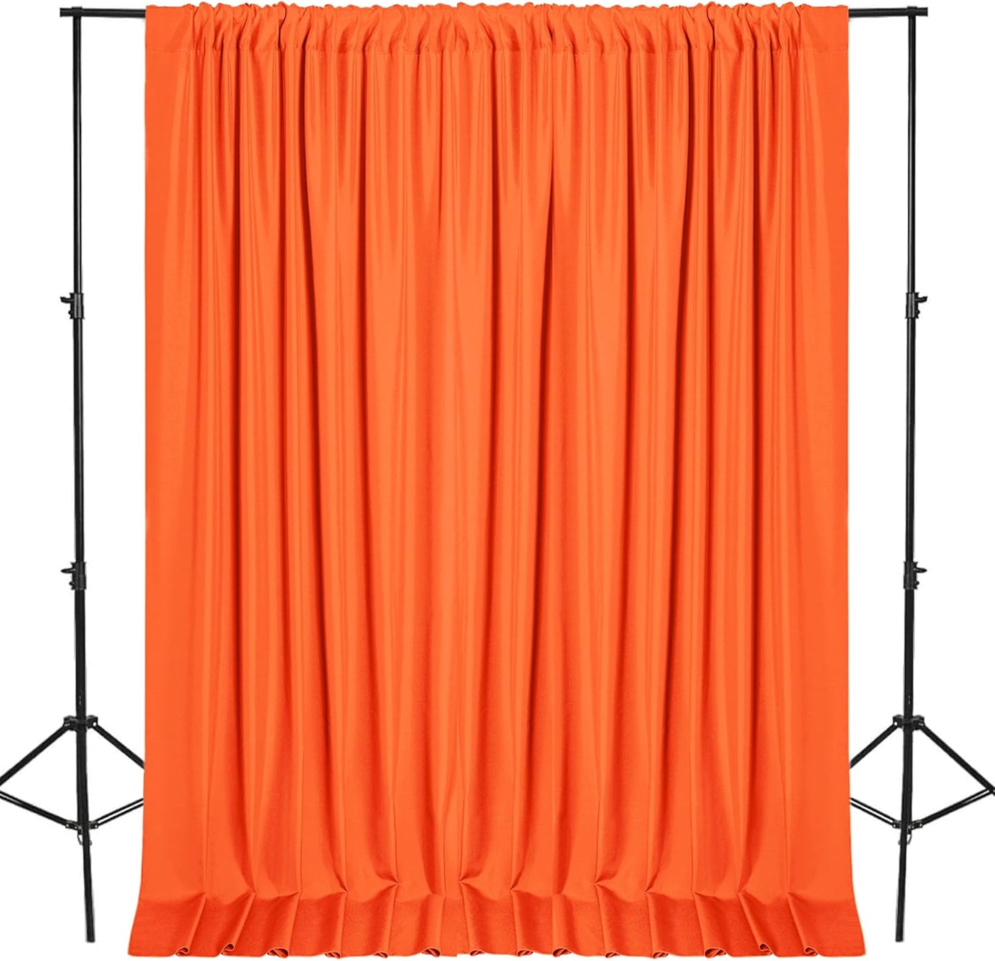 DWCN 10x10 FT Backdrop Curtains for Parties, Photography Backdrop Drapes with Rod Pockets for Wedding Decorations Stage Birthday Family Gatherings, 2 Panels 5ft x 10ft, Orange
