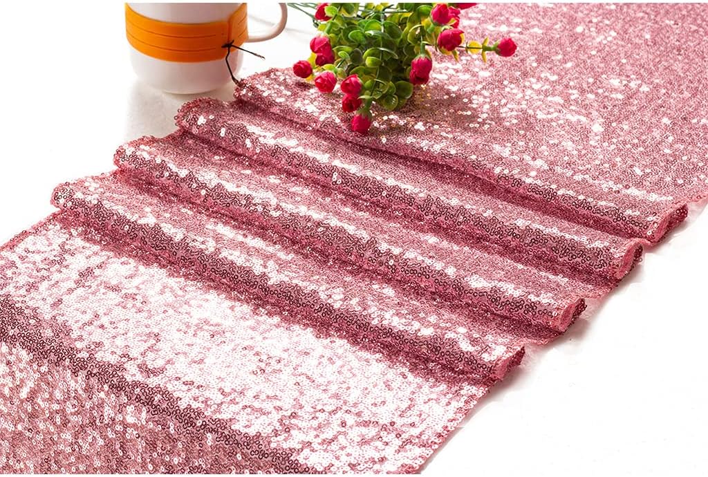 Eternal Beauty Fuchsia Pink Table Runner for Wedding, 2PCS-12x108 Sequin Table Runner Decorations for Birthday Parties, Banquets, Graduations,Christmas