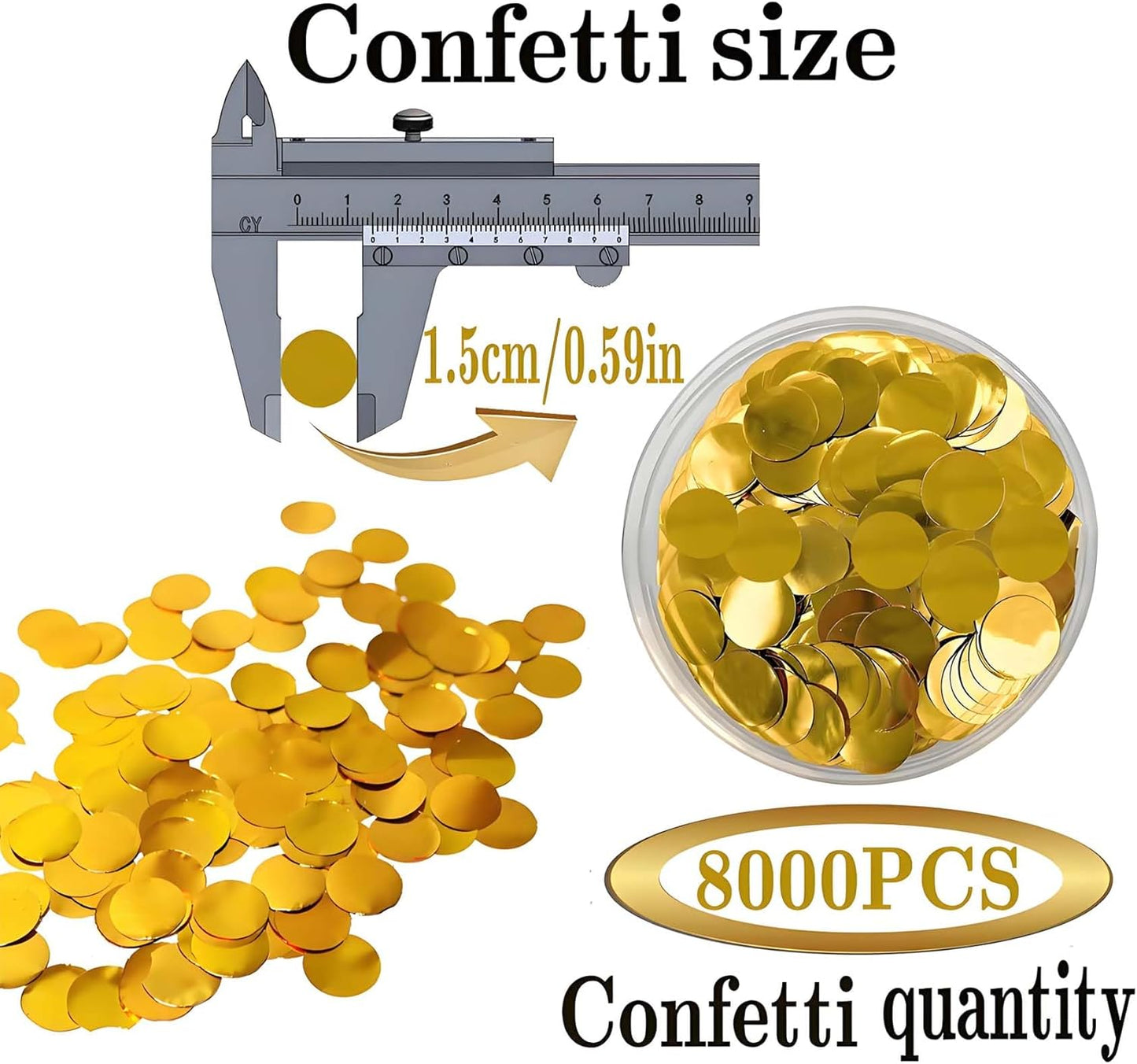 Gold Round Table Foil Confetti Beautiful Metallic Table Confetti Glitter for Fill Balloons, Wedding,Birthday, Party,Festival Decoration(8000PCS)