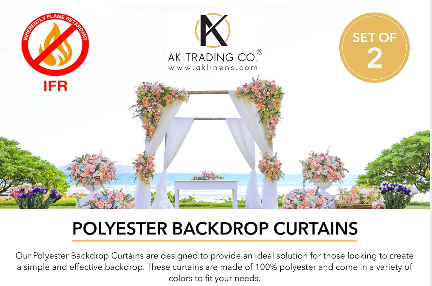 AK TRADING CO. 10 feet x 8 feet IFR Polyester Backdrop Drapes Curtains Panels with Rod Pockets - Wedding Ceremony Party Home Window Decorations - Eggplant Purple