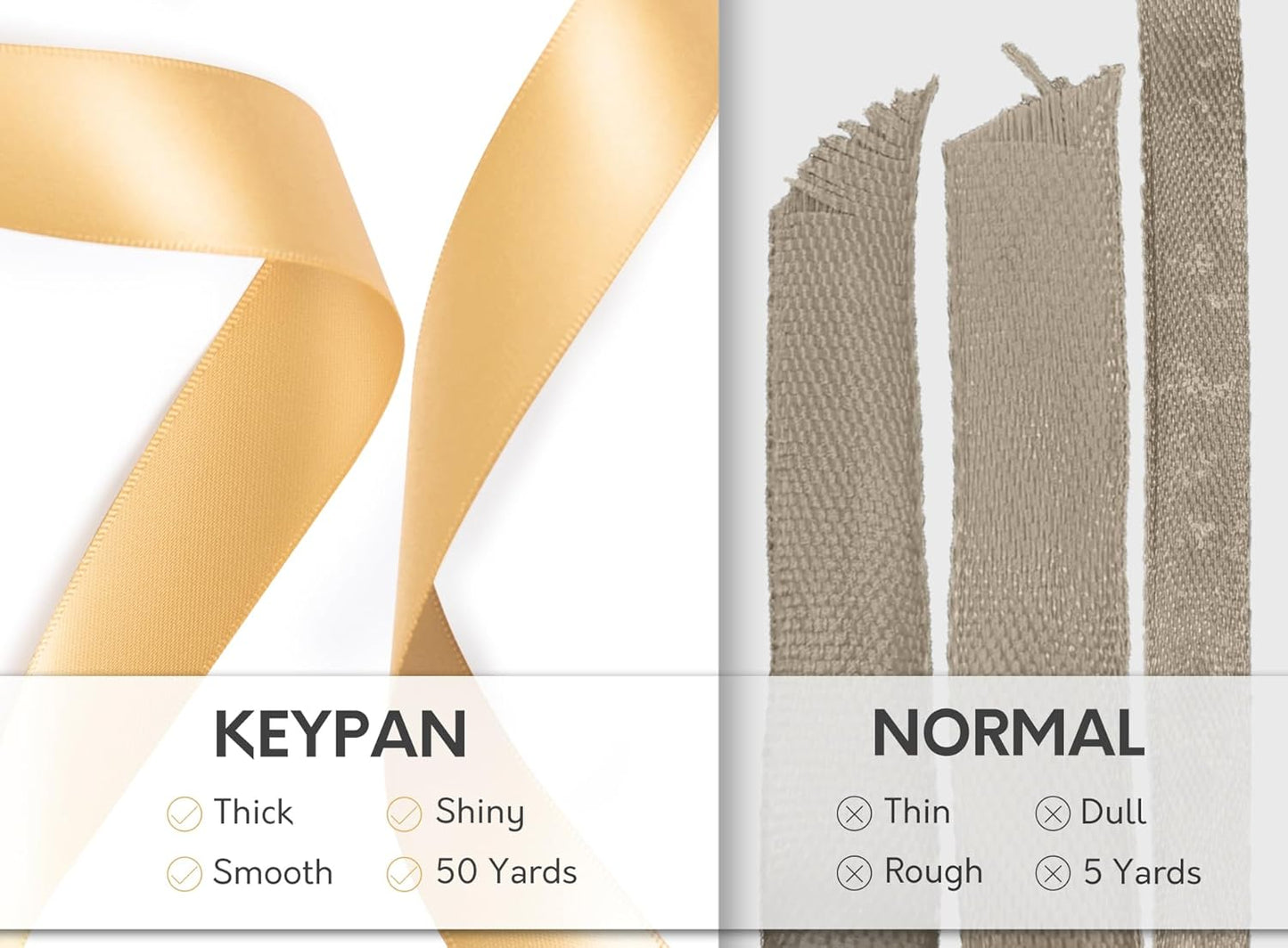 Champagne Satin Ribbon 7/8 Inch 50 Yards Double-Faced Polyester Ribbons for Hair Bows Gift Wrapping Crafts Floral Bouquet Wedding Invitations