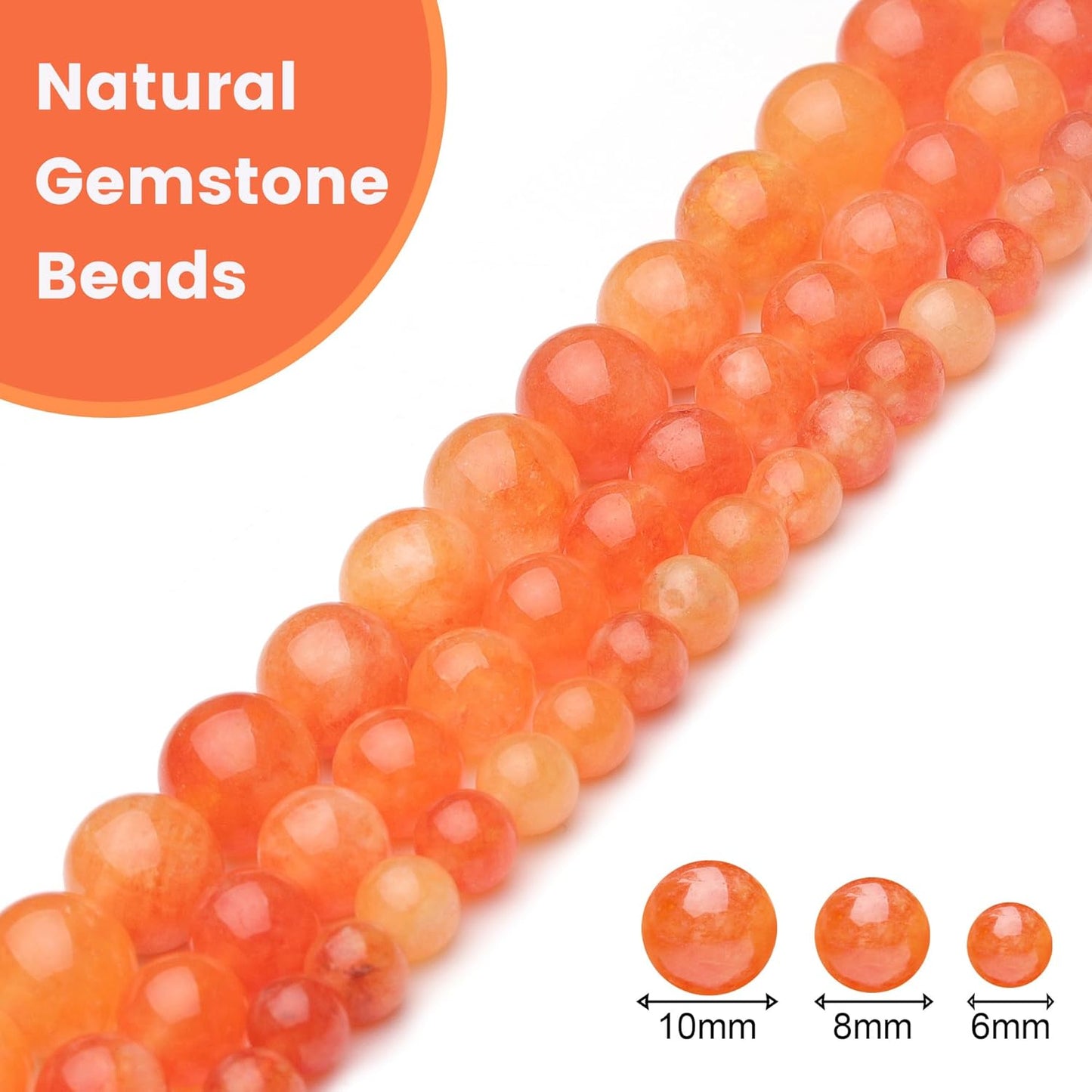 6mm Natural Stone Beads for Jewelry Making,Gold Sunstone Polished Smooth Round Gemstone Beads for Bracelet Necklace 15 Inch