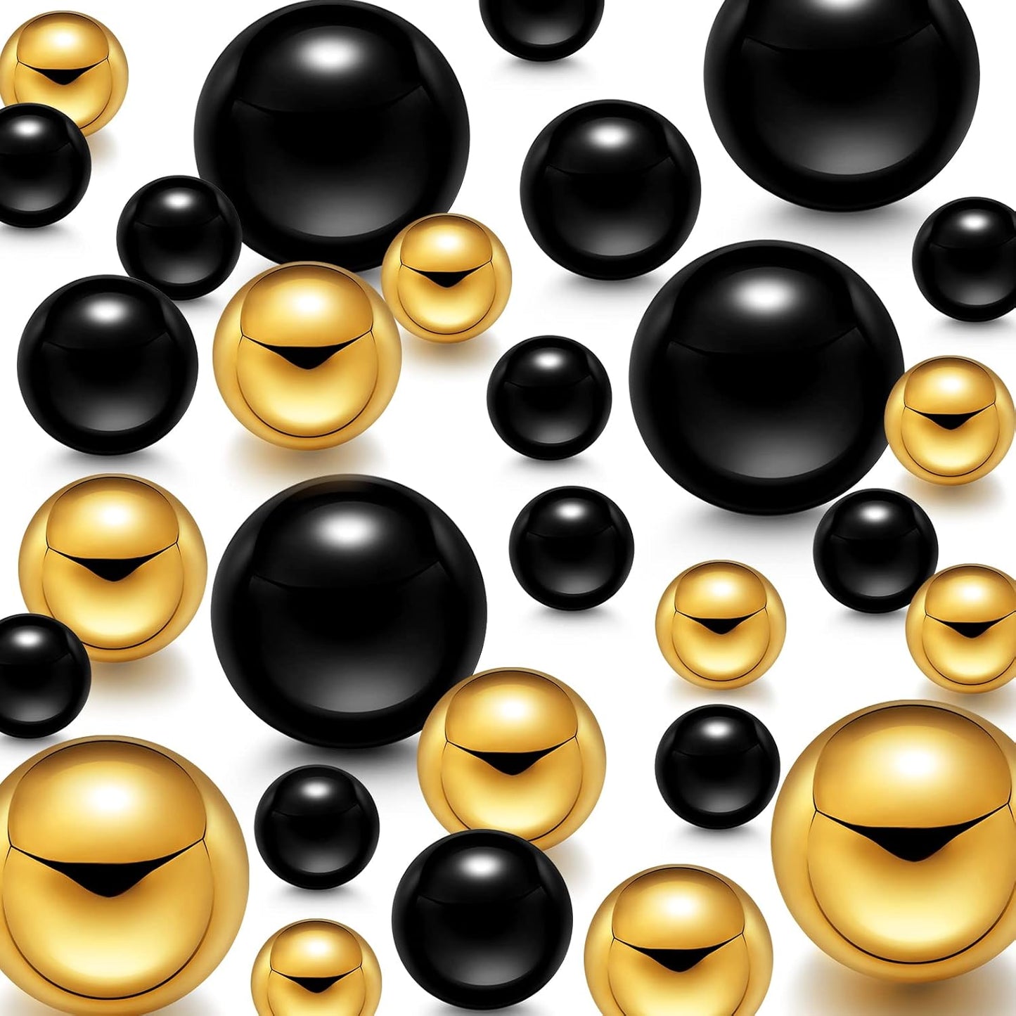 150 Pieces Vase Filler Faux Pearls Vase Makeup Beads No Hole Gloss Bead Mixed Sizes Round Pearl for Home Party Wedding Decor, 8/14/20 mm(Gold, Black)
