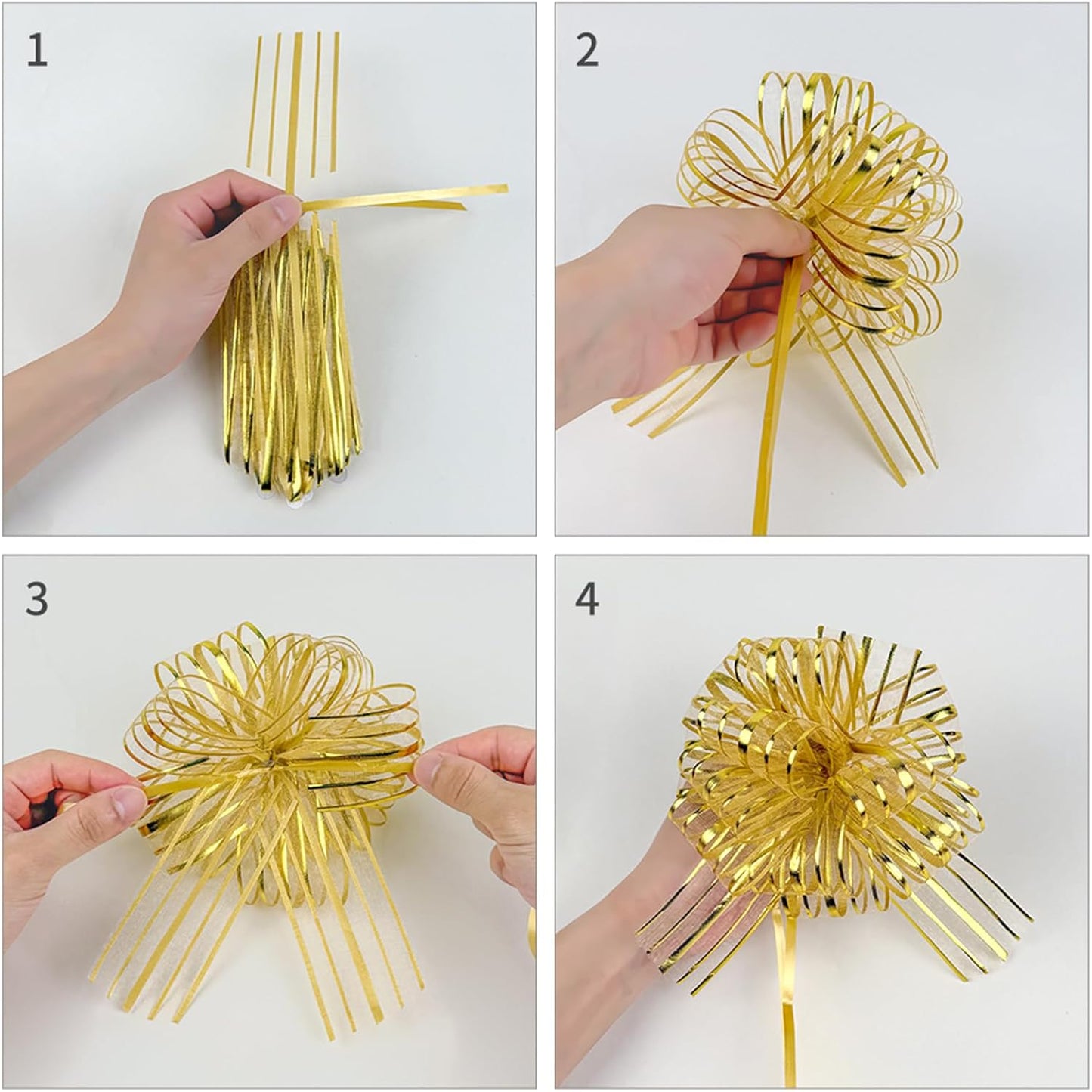 6 Pcs 6 Inch Pink Organza Pull Bow – Perfect for Wedding Decoration, Gift Wrapping Baskets, Car Bows, Birthday Parties, Christmas and Valentine's Day