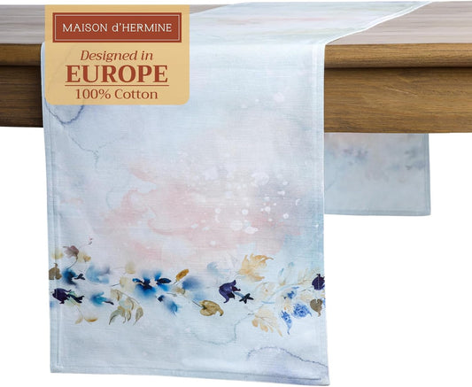 Maison d' Hermine Table Runner 100% Cotton Double Layer Table Runners 108 inches Long Decorative for Home Kitchen Dining Party Wedding Bridal Shower Spring Summer (Lazy Summer Days, 14.50" x 108")