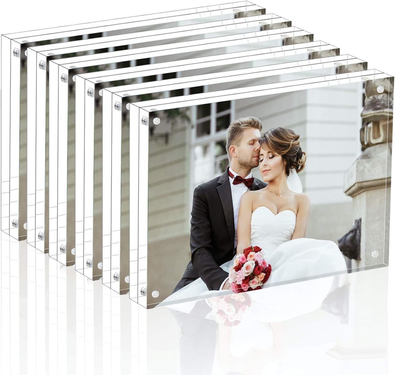 Magicool Premium Acrylic Photo Frame- Magnet Photo Frame -Double Sied Thick Desktop Frames (5x7 6pack)