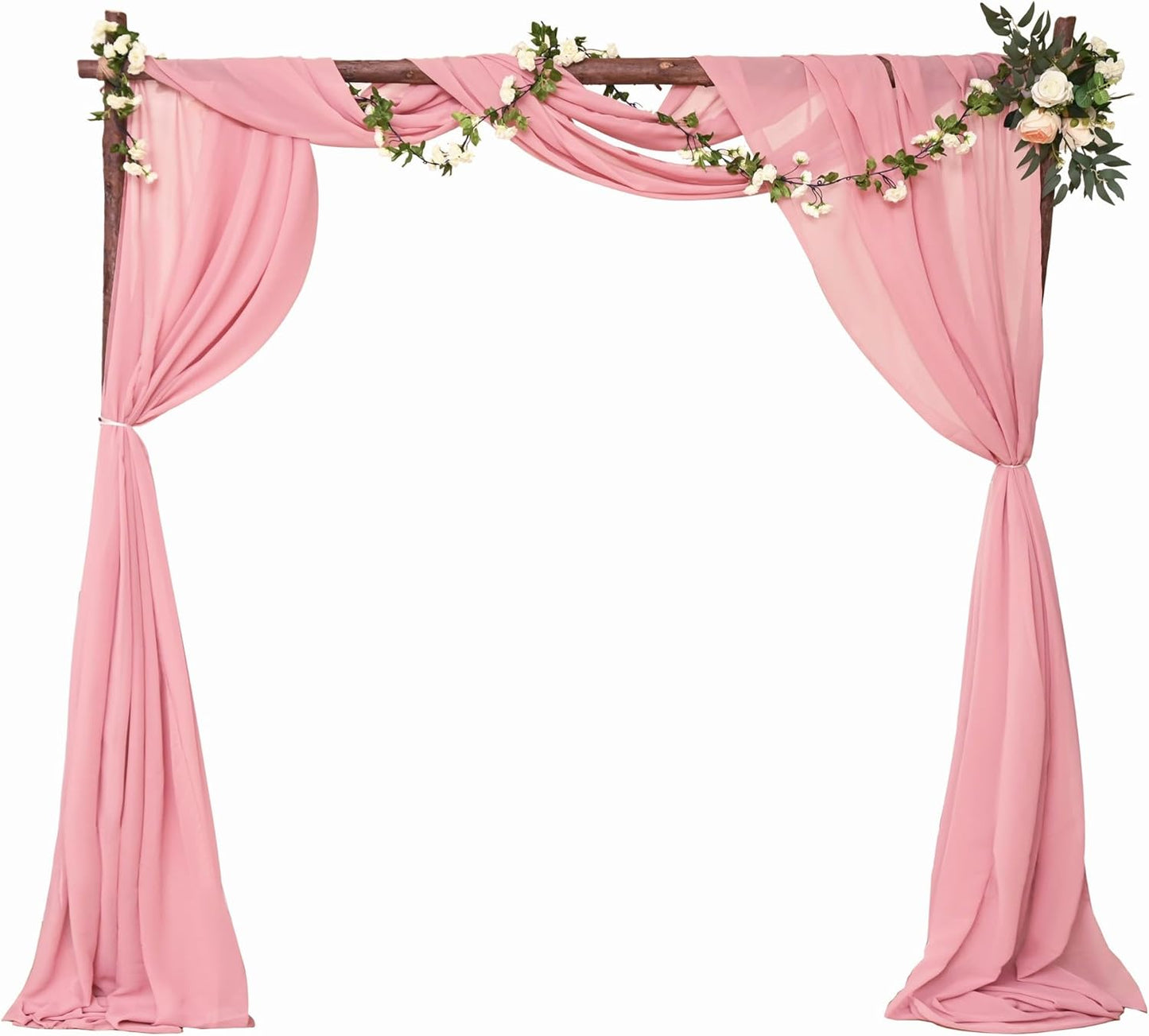 4 Panels Wedding Arch Draping Fabric 28" x 20ft Wedding Arch Drapes Chiffon Fabric Drape Sheer Backdrop Curtain for Weddings Party Ceremony Birthday Arbor Drapery Reception Ceiling Decor(Dusty Rose)