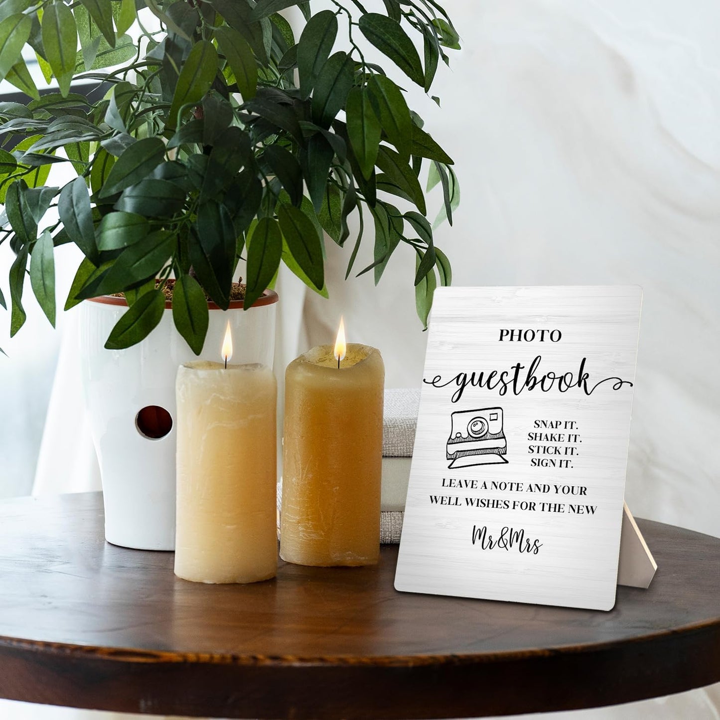 Photo Guest Book Sign Wooden Stand 5x7 Inch,Wedding Guest Book Sign,Guest Book Wedding Party Decor,Wedding Gifts For Mr And Mrs,Wedding Guest Book Desk Decor