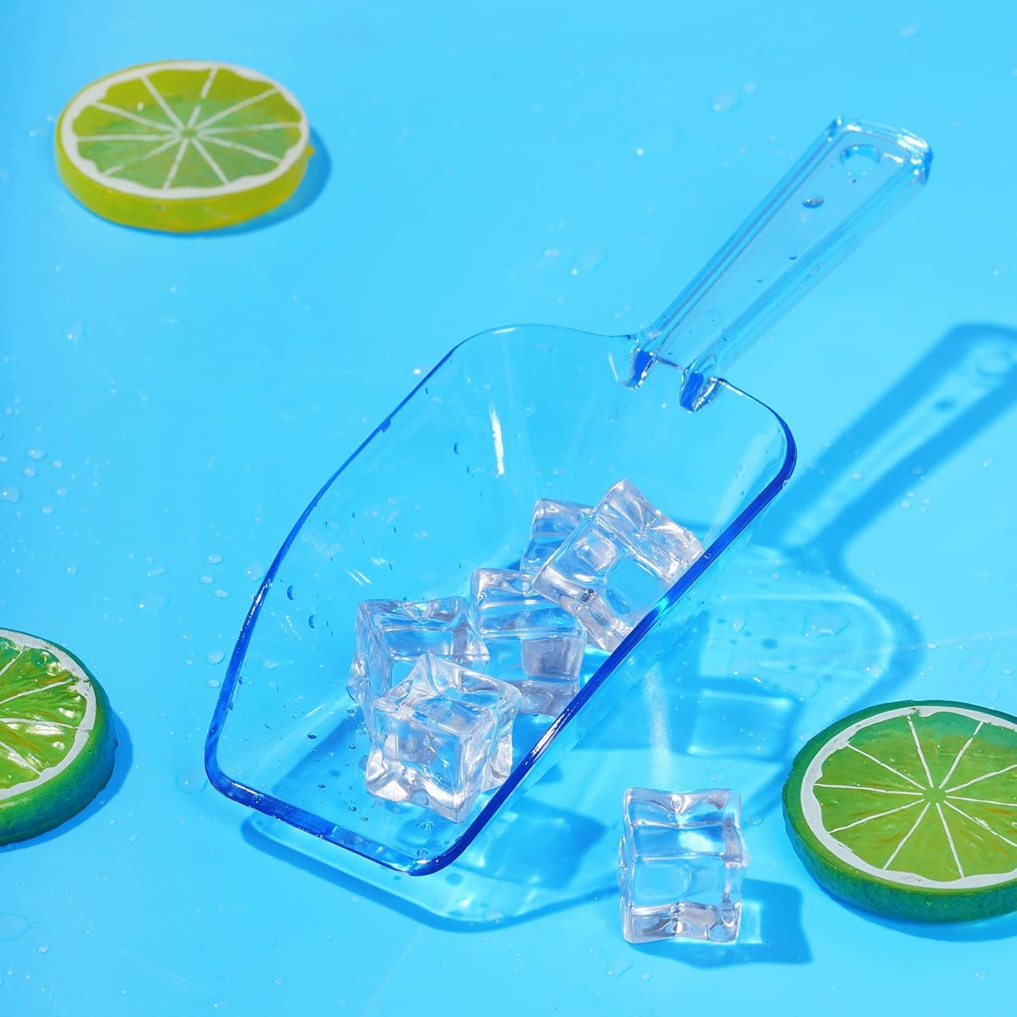 Ice Scoop Candy Buffet Containers Scoopers, Hmxpls Blue Plastic Scoop for Popcorn Cookie Candy Buckets, Podpocket Acrylic Large Scoops for Parties Wedding Bar Jars Freezer Dry Goods （6 Pack 7.5 In ）