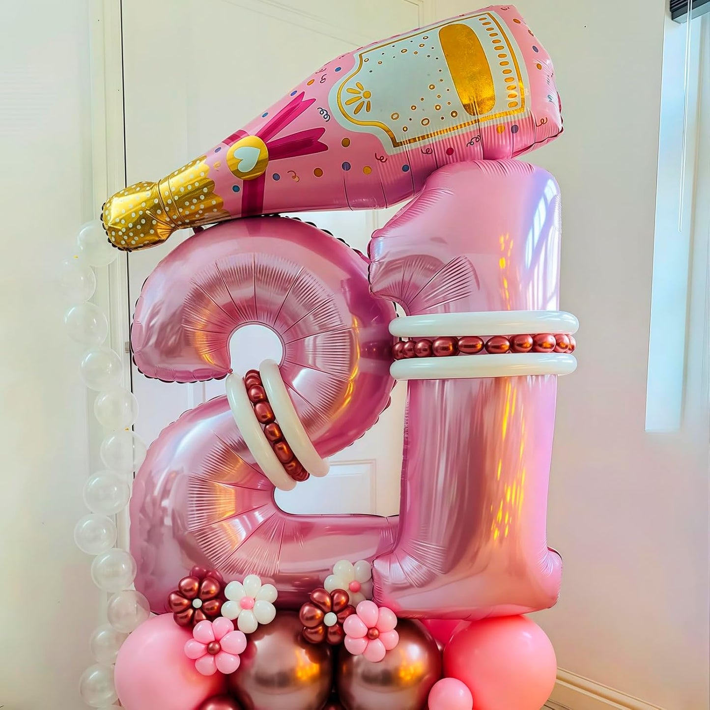 Pastel Pink 4 Balloon, Light Pink 4 Balloons Number,40 Inch Helium Foil Mylar Number 4 Balloon for Birthday Party