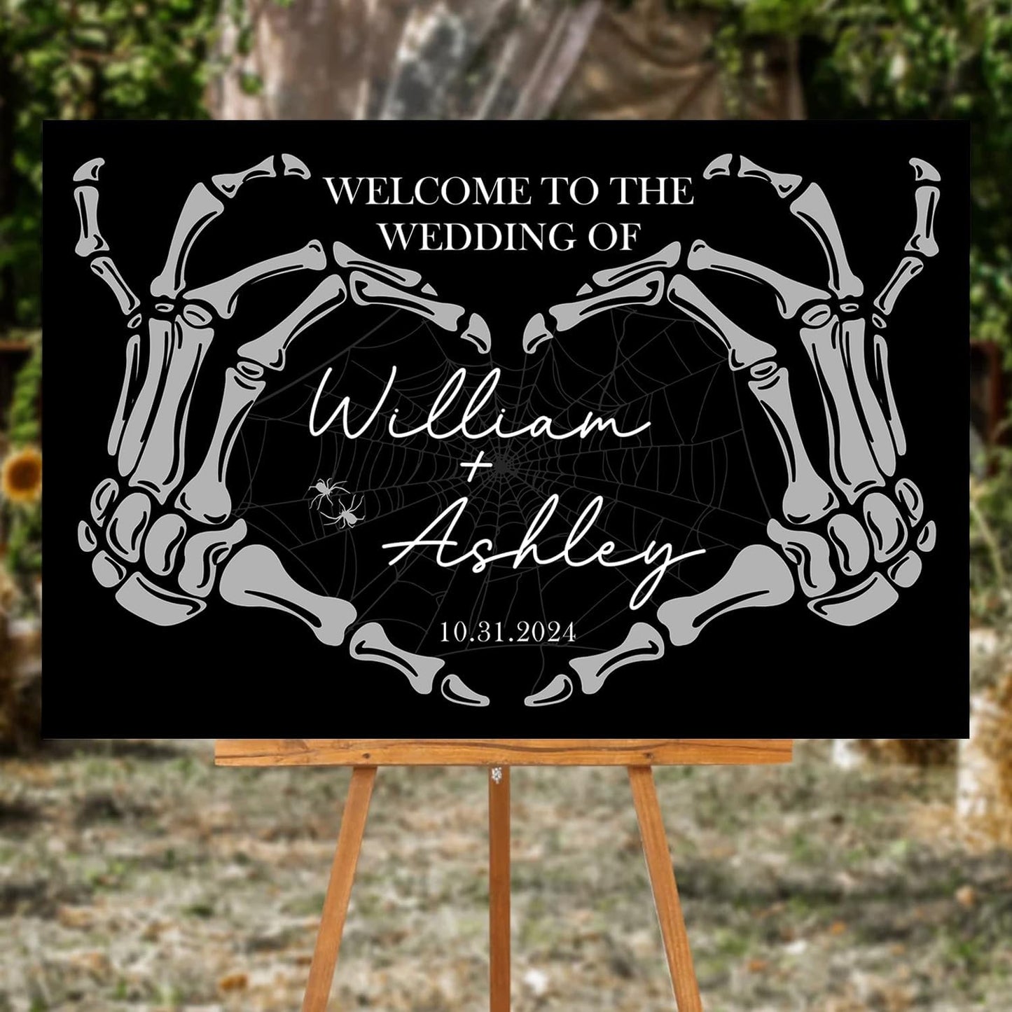 Welcome To Our Wedding Sign, Black Wedding Welcome Sign, Gothic Wedding, Wedding Sign Halloween Wedding, Skull Wedding Sign, Gothic Love Wedding Welcome, Gothic Wedding Welcome Sign