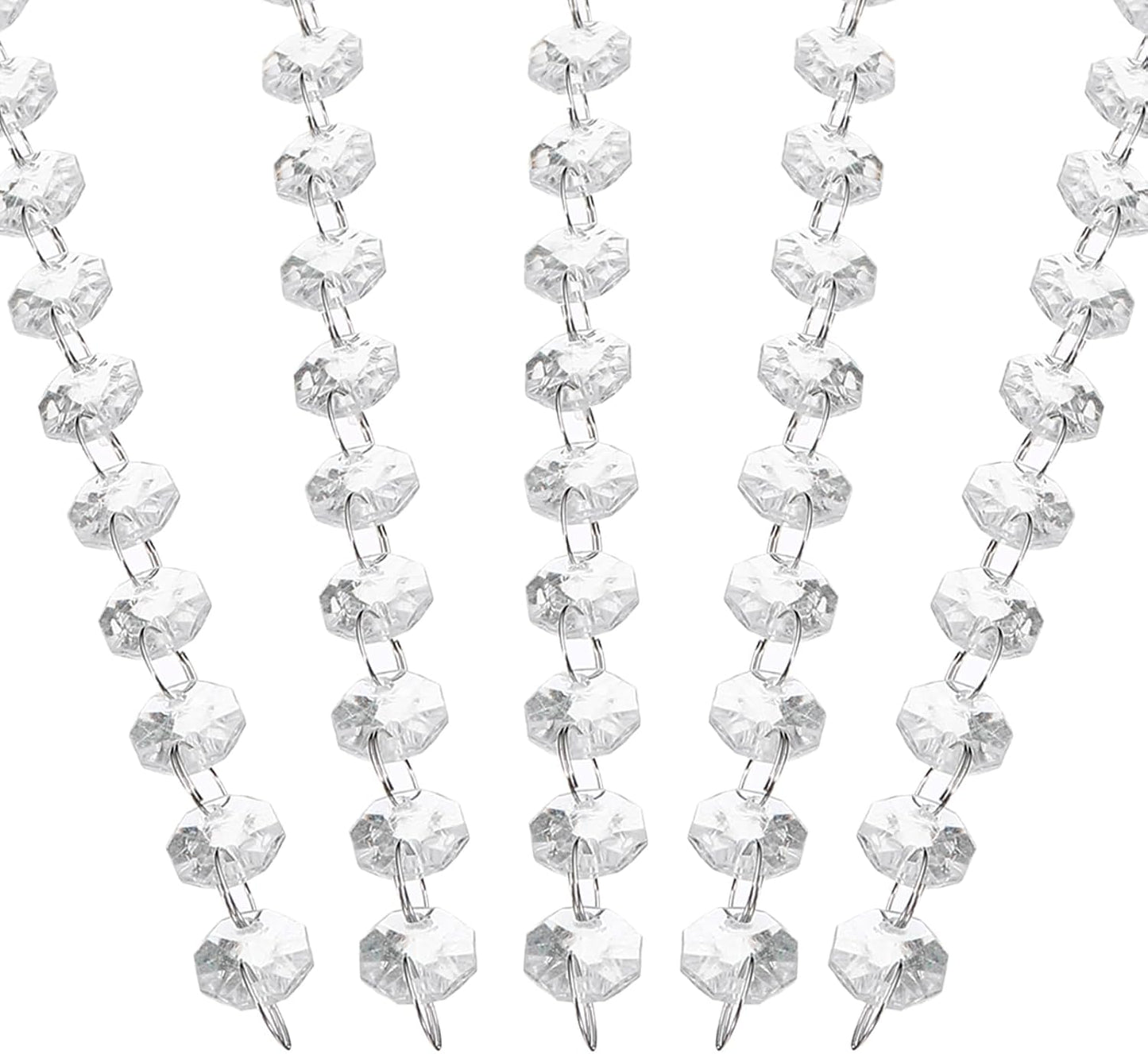 PATIKIL 14 mm Crystal Garland Strands, 98.4 Ft Acrylic Octagon Chandelier Bead Chains String for DIY Craft Wedding Party Home Decorative Jewelry Making, Clear