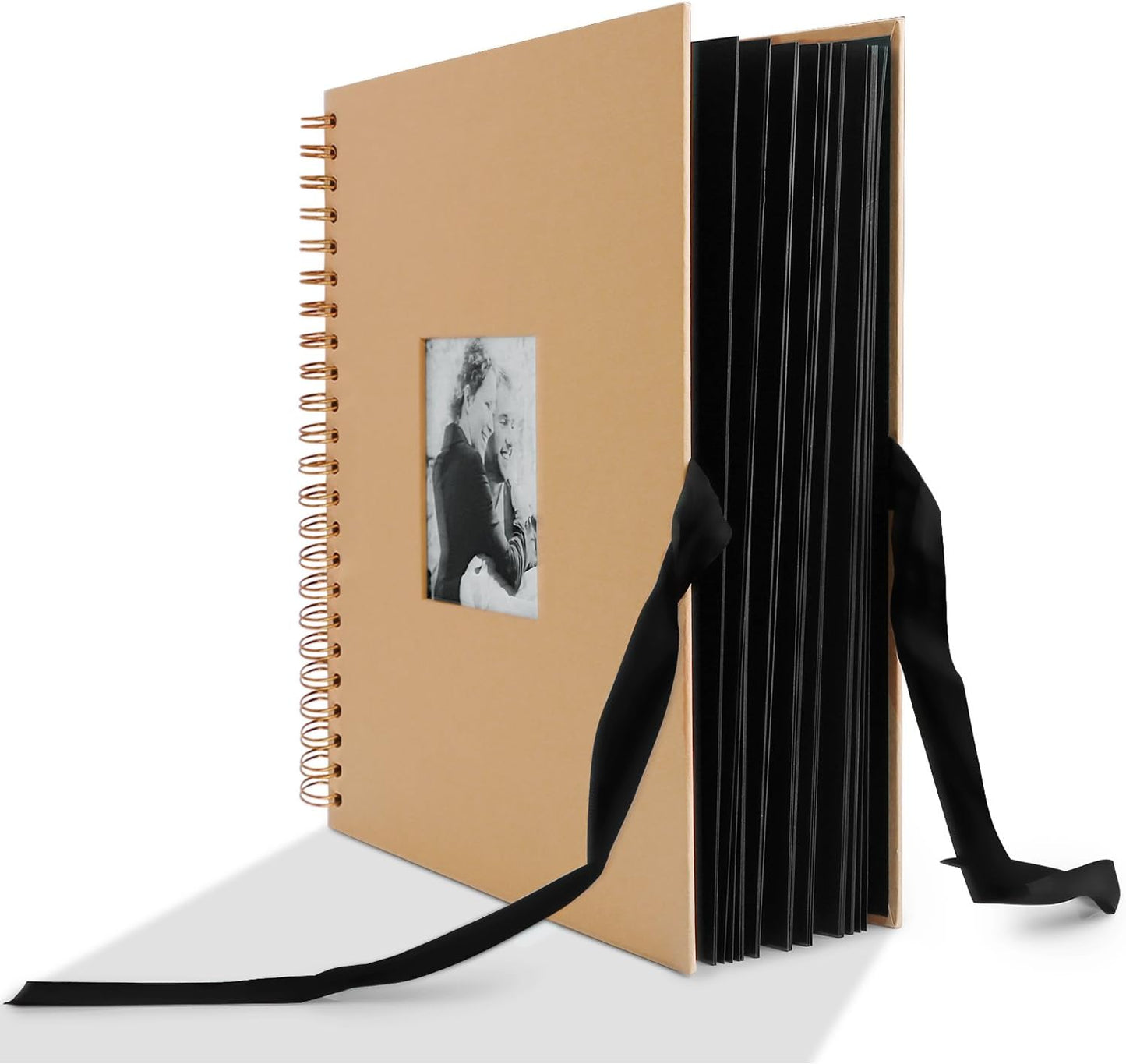 INNOCHEER Photo Album - Self Adhesive 80 Black Pages, Large Scrapbook Wedding Guest Book for DIY Anniversary Travel Memory Scrapbooking (Brown 12 x 12)