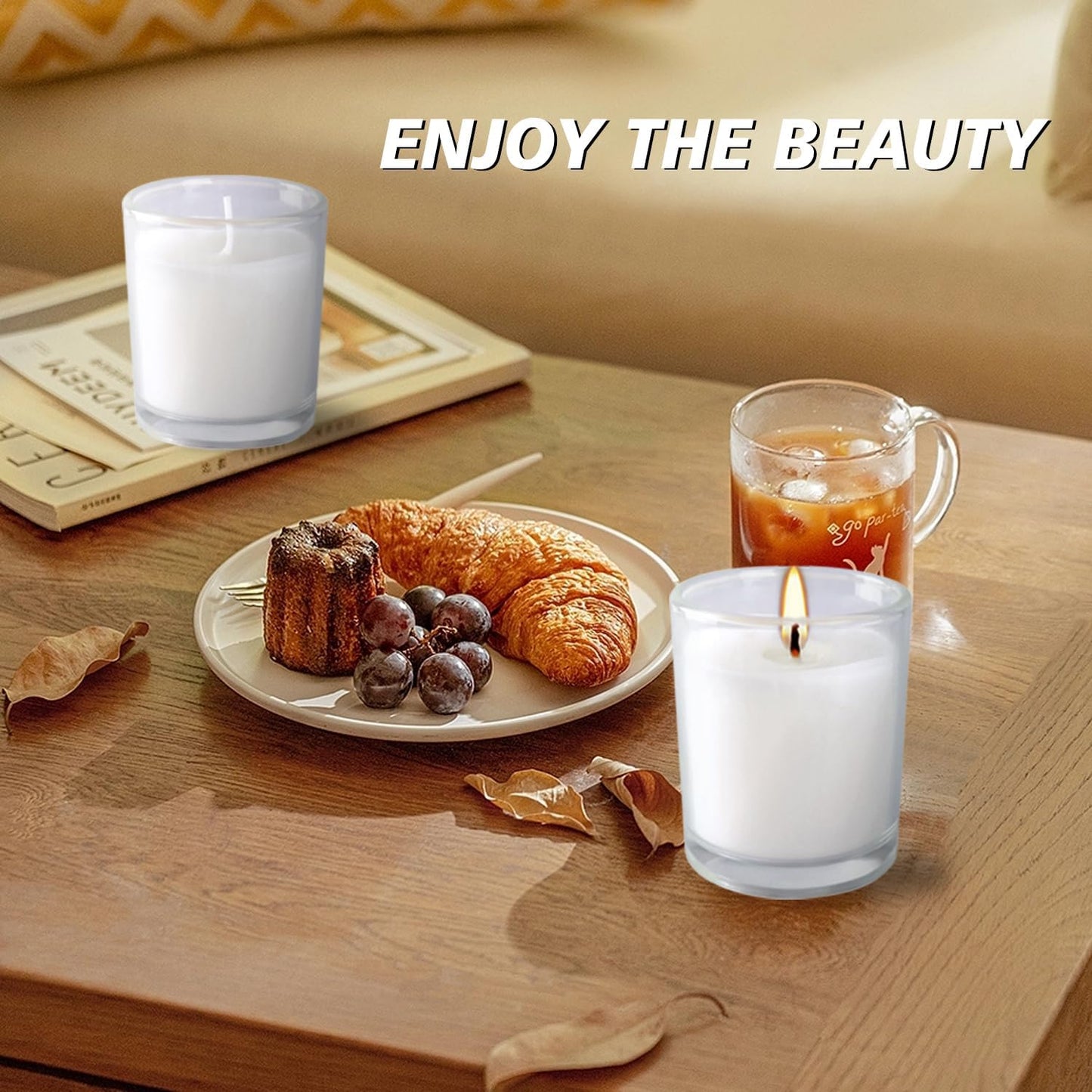 48 Pack Warm White Unscented Clear Glass Filled Votive Candles. Hand Poured Wax Candle Ideal Gifts for Aromatherapy Spa Weddings Birthdays Holidays Party.