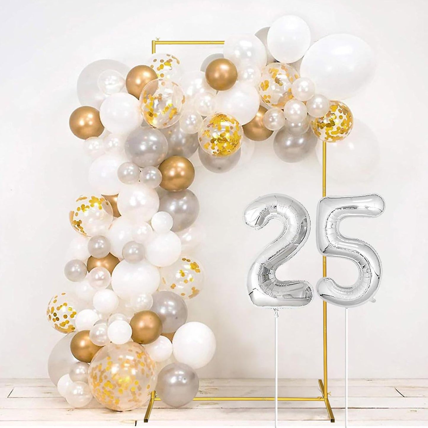 Metal Wedding Arch Backdrop Stand 6.6x3.3 FT Gold Square Balloon Arch Frame for Wedding, Birthday Party, Baby Shower Ceremony Decoration