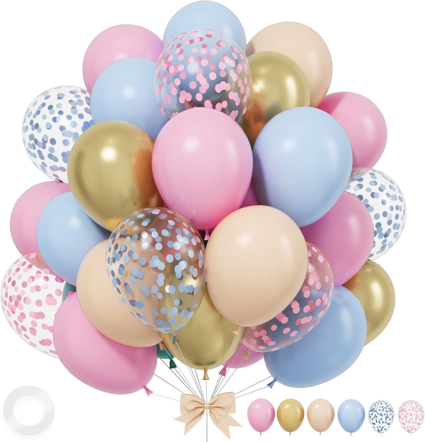 Gender Reveal Balloons,12 Inches Pink And Blue Confetti Balloons for Baby Gender Reveal Party Decorations Birthday Wedding Anniversary Engagement Bridal Baby Shower Supplies