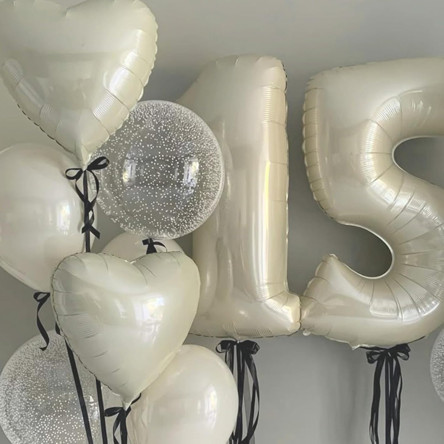 Cream Heart Balloons, 18 Inch Cream White Heart Shape Balloon, 12PCS Large Sand White Helium Foil Heart Romantic Balloon for Girls Birthday Baby Shower Wedding Engagement Anniversary Party Decoration