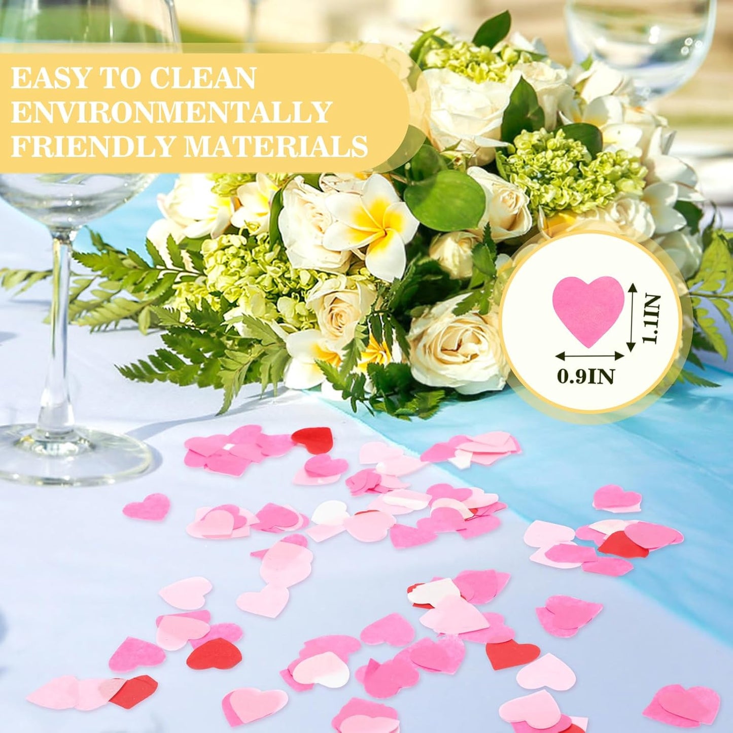 5000Pcs Heart Paper Confetti, Large Table Confetti Hearts Shaped for Valentine's Day, Wedding, Birthday, Bachelorette, Balloon Party Decoration (Red/White/Pink/Rose Red)