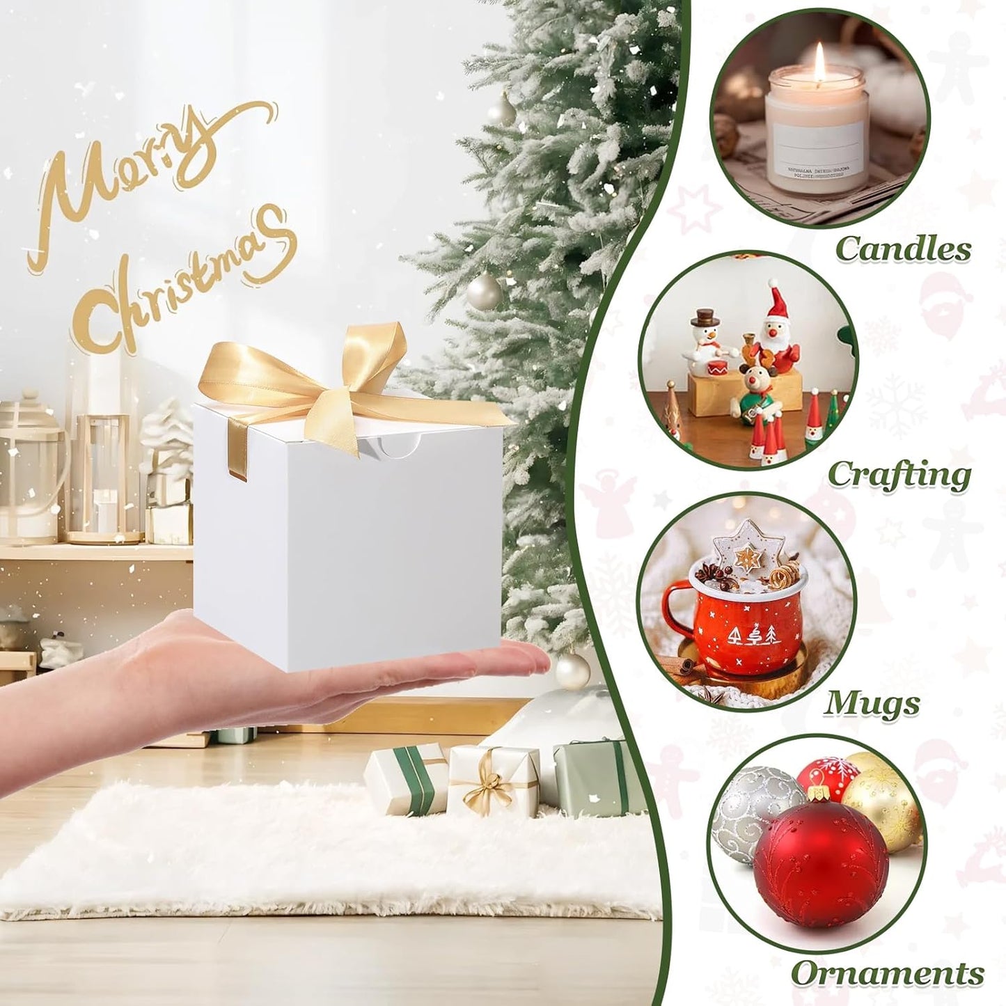 DOYIDE 20 Pack Small Gift Boxes, 6x6x6 Inch White Elegant Paper Boxes with Ribbons, Christmas Gift Box Crafting, Wedding Party Favor, Cupcake, Candy, Bridesmaids Proposal Box