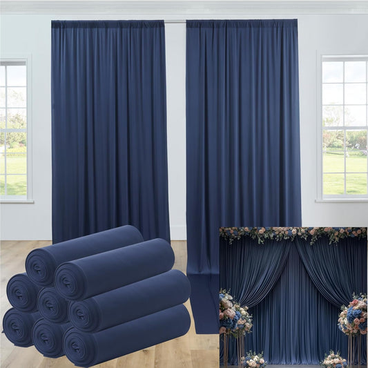 40ftx12ft Wrinkle Free Navy Blue Backdrop Curtain, 8 Panels 12FT Height Navy Blue Wedding Backdrop Drapes, Silky Polyester Back Drop Cloth for Birthday Photography Background Party Backdrop Draping