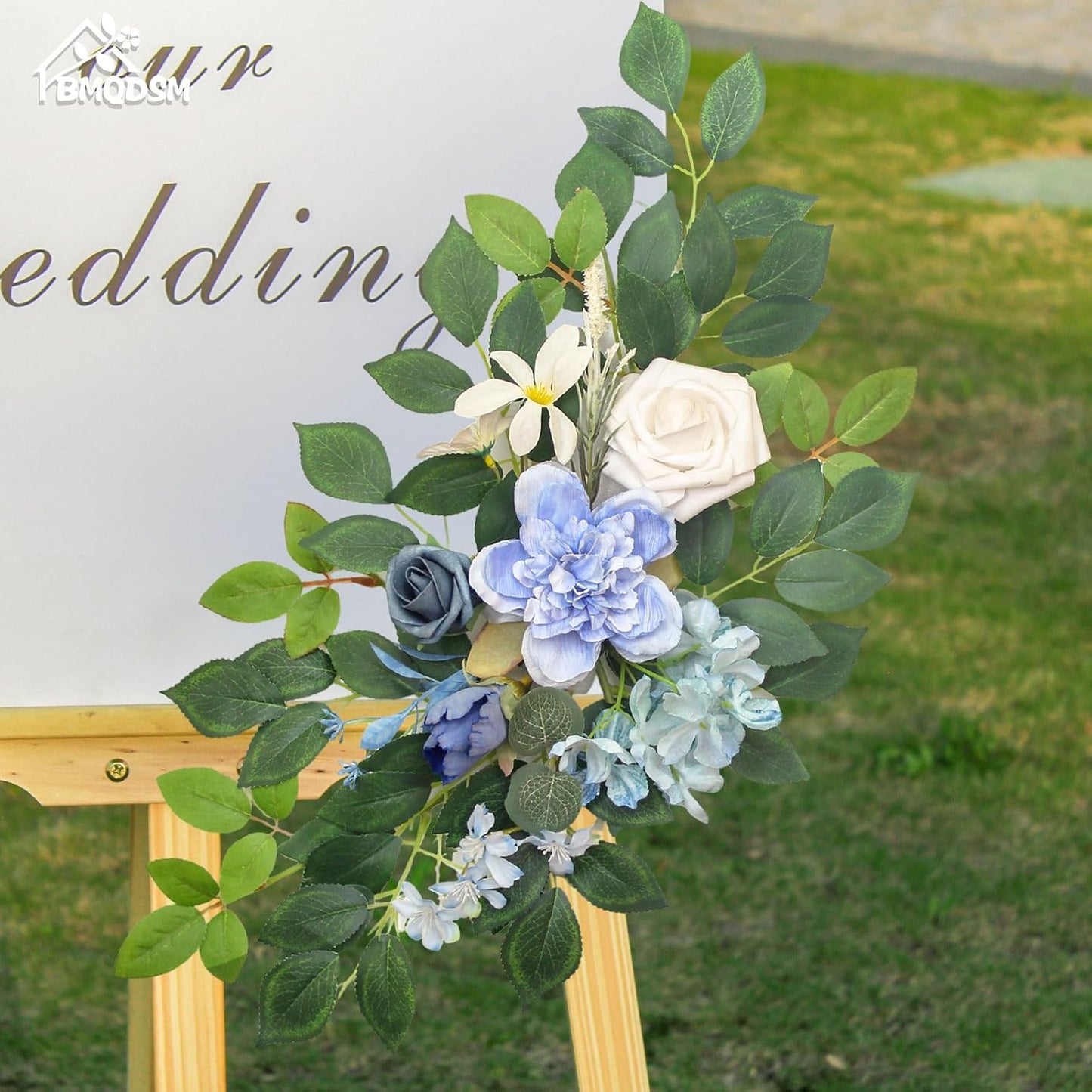 Pack of 2 Artificial Flowers for Backdrop Decoration, Wedding Arch Flowers,Reception Welcome Sign, Eucalyptus Garland, Suited to Aisle Decor and Wedding Arches(Blue)