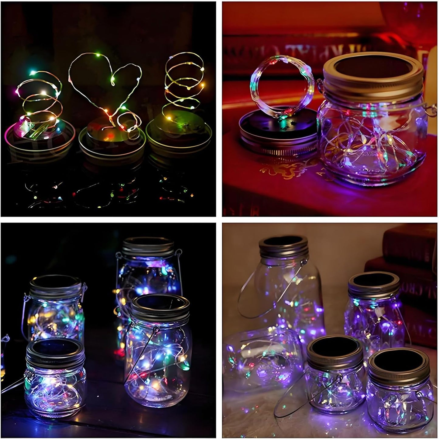 VOOKRY 12 Pack Solar Mason Jar Lights, 30 LED Mason Jar Lids Waterproof Firefly Fairy String Lights with 12 Hangers(No Jars), for Outdoor Patio Garden Yard Lawn Party Wedding Decoration - Multicolor