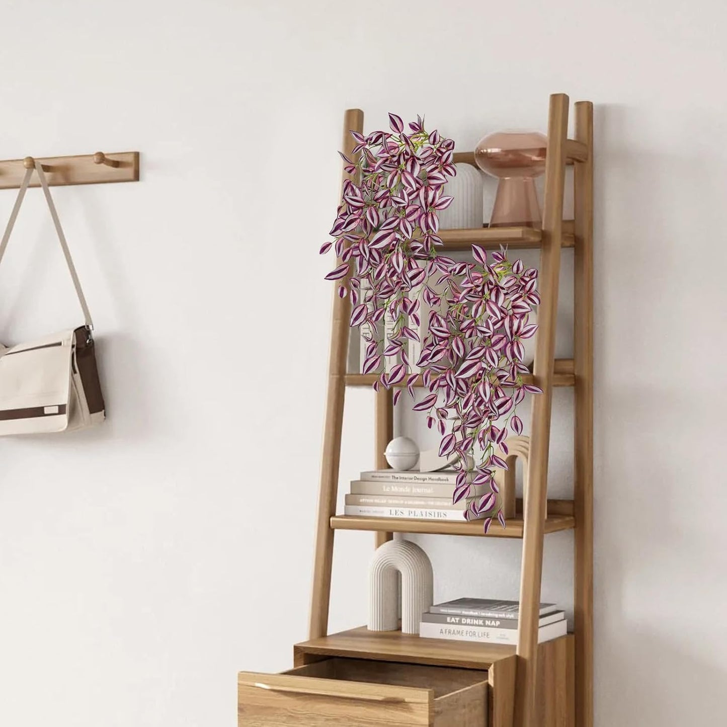 DILATATA Fake Hanging Plants Artificial Hanging Plants 22" Faux Wandering Jew Hanging Leaves Plant for Wall Shelf Home Indoor Outdoor Decor - 5 Pack