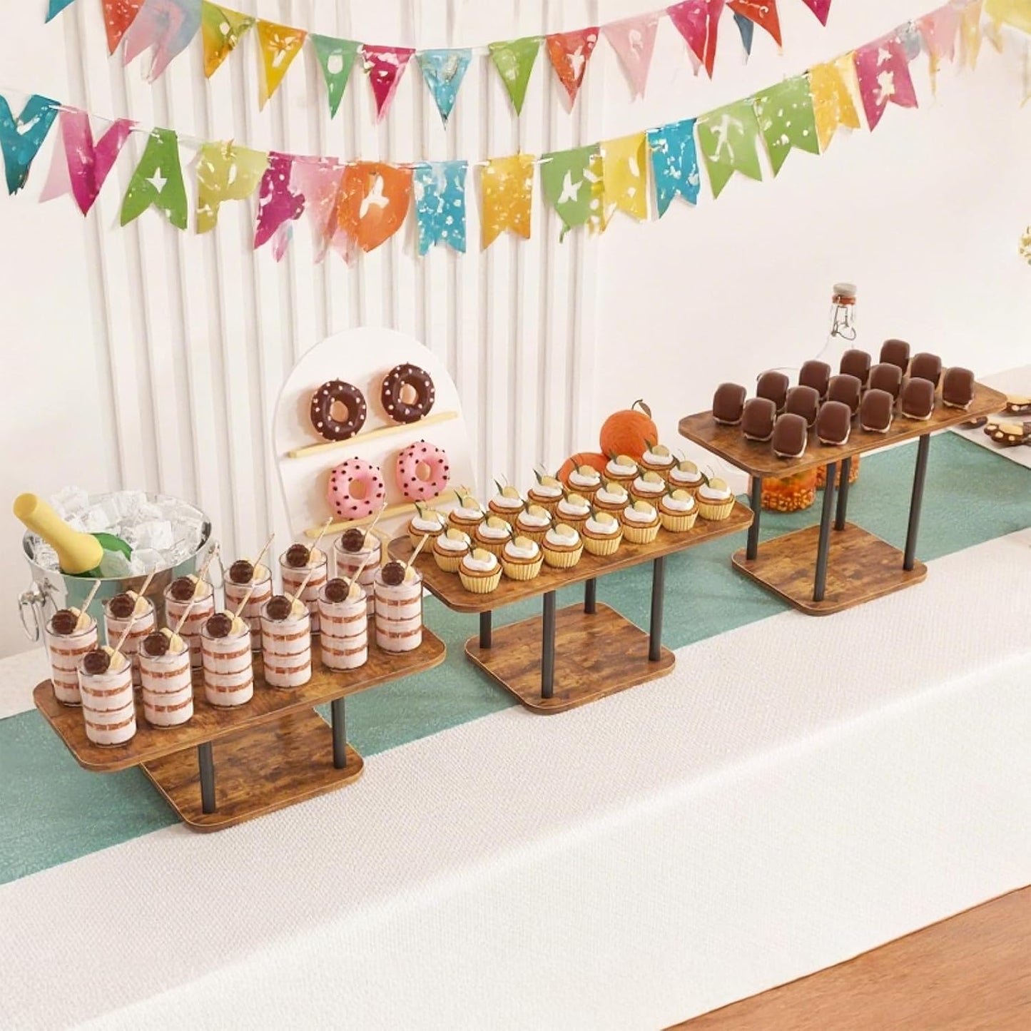 Cupcake Stand for 50 Cupcakes Wooden Dessert Table Display Set Rustic Dessert Stands Rectangle Serving Tray for Party Baby Shower Birthday Graduation Wedding