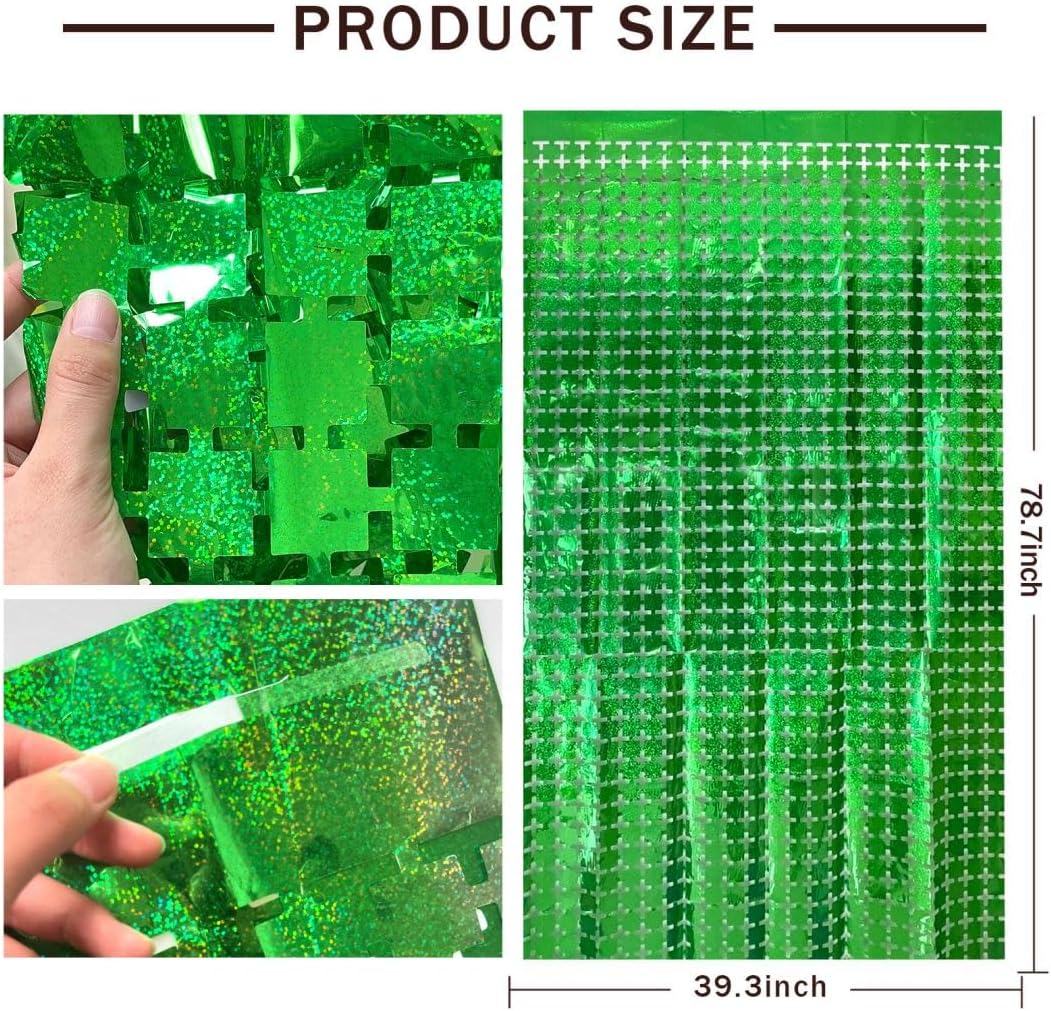 Green Streamers Tinsel Backdrop, Green Foil Fringe Curtain, Birthday Party Decorations, Christmas Decorations, Dinosaur Party Decor, Jungle Theme Decorations, Football Decorations for Party