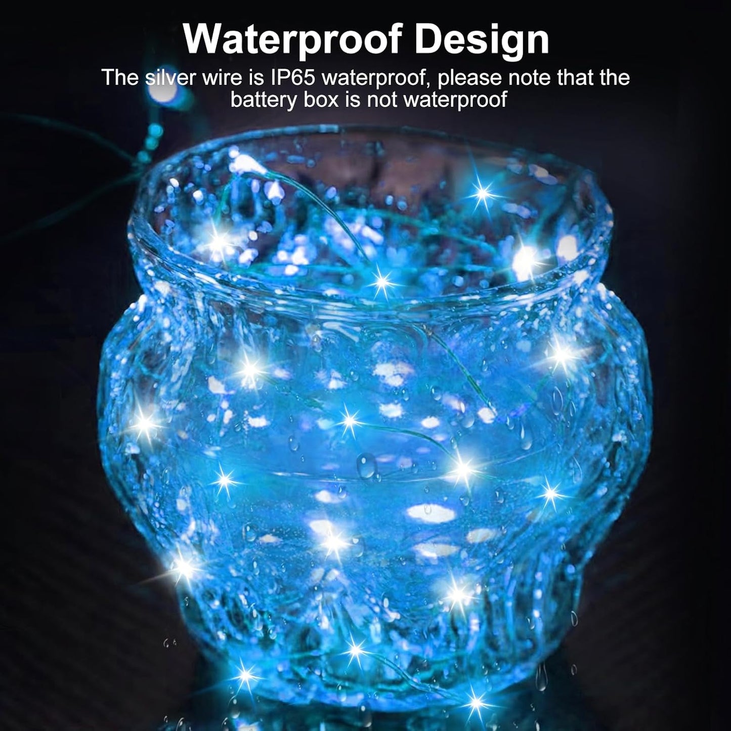 btfarm 12 Pack Fairy Lights Battery Operated [3 Modes], 7ft 20 Led Twinkle Lights String Lights Waterproof Bulk Small Mini Silver Wire for Christmas Mason Jars Wedding Table Centerpiece, Blue White