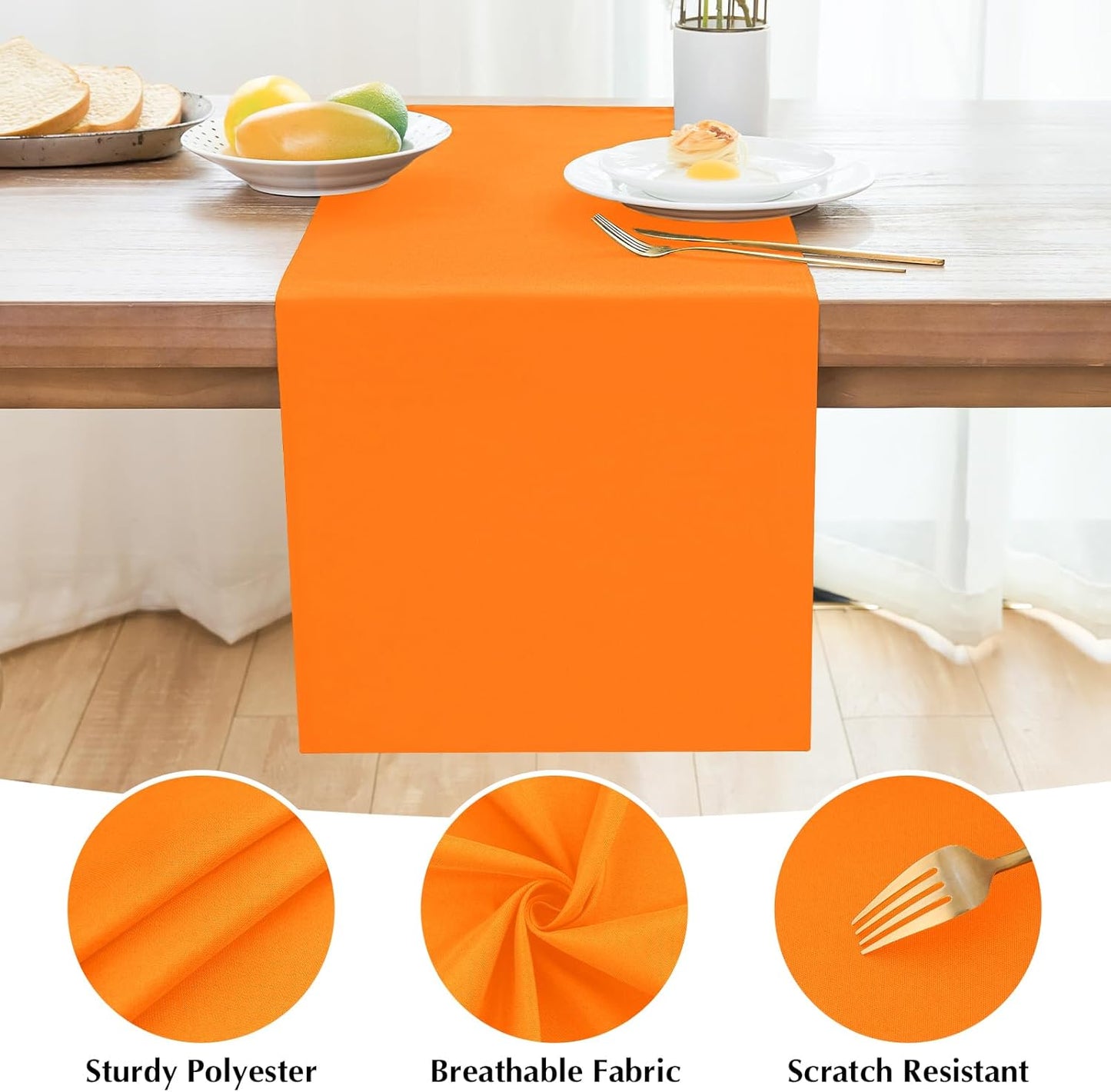 2 Pack Orange Small Short Table Runner 12 x 24 Inch Solid Color Runners Coffee Table Dresser for Daily Party Home Decoration