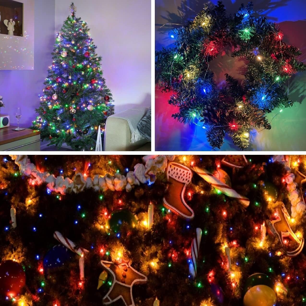 4-Pack Multicolor Christmas Fairy Lights Battery Operated with Timer, Waterproof 16FT 50 LED String Lights Outdoor Indoor, Twinkle Lights for Bedroom Wedding Party Christmas Decoration (Multicolor)