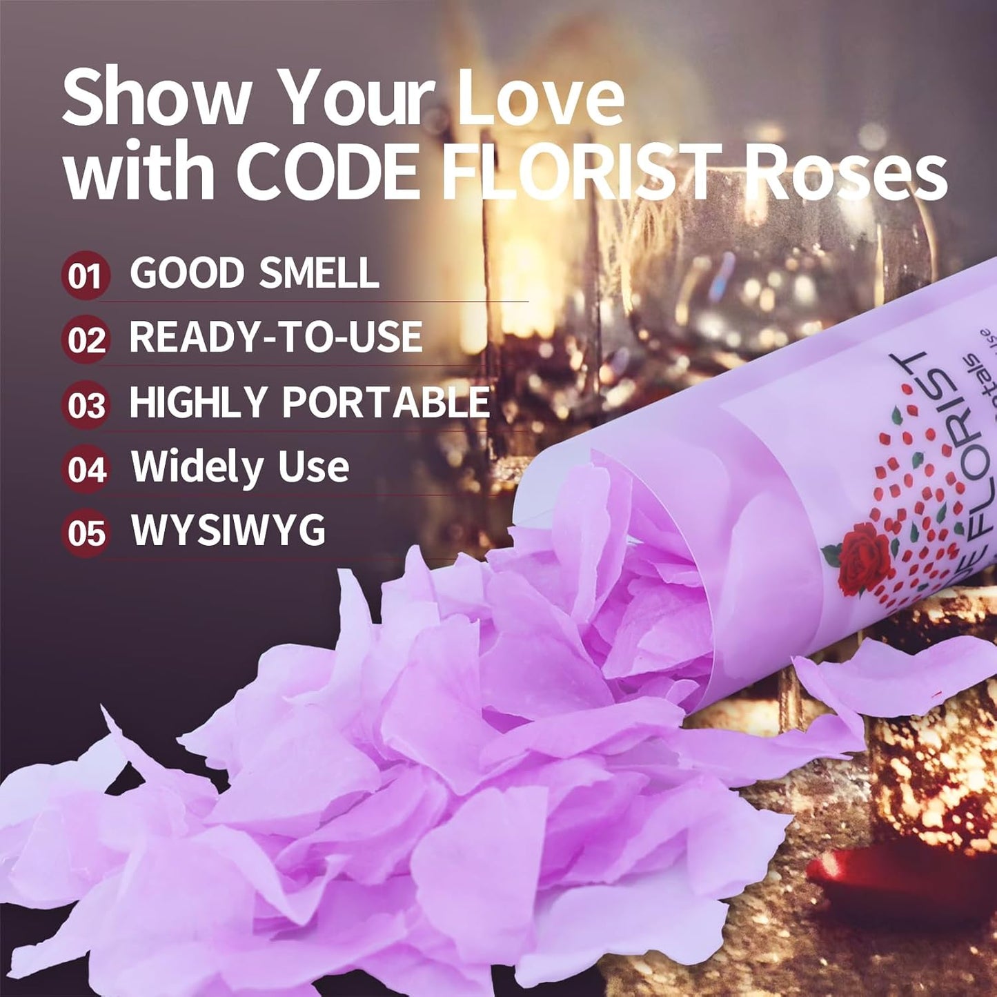 CODE FLORIST 1500 PCS Silk Rose Petals for Valentine's Day,Fake Rose Petals for Romantic Night,Wedding,Proposal Anniversary Flower Decorations(Separated,Scented,Baby Purple)