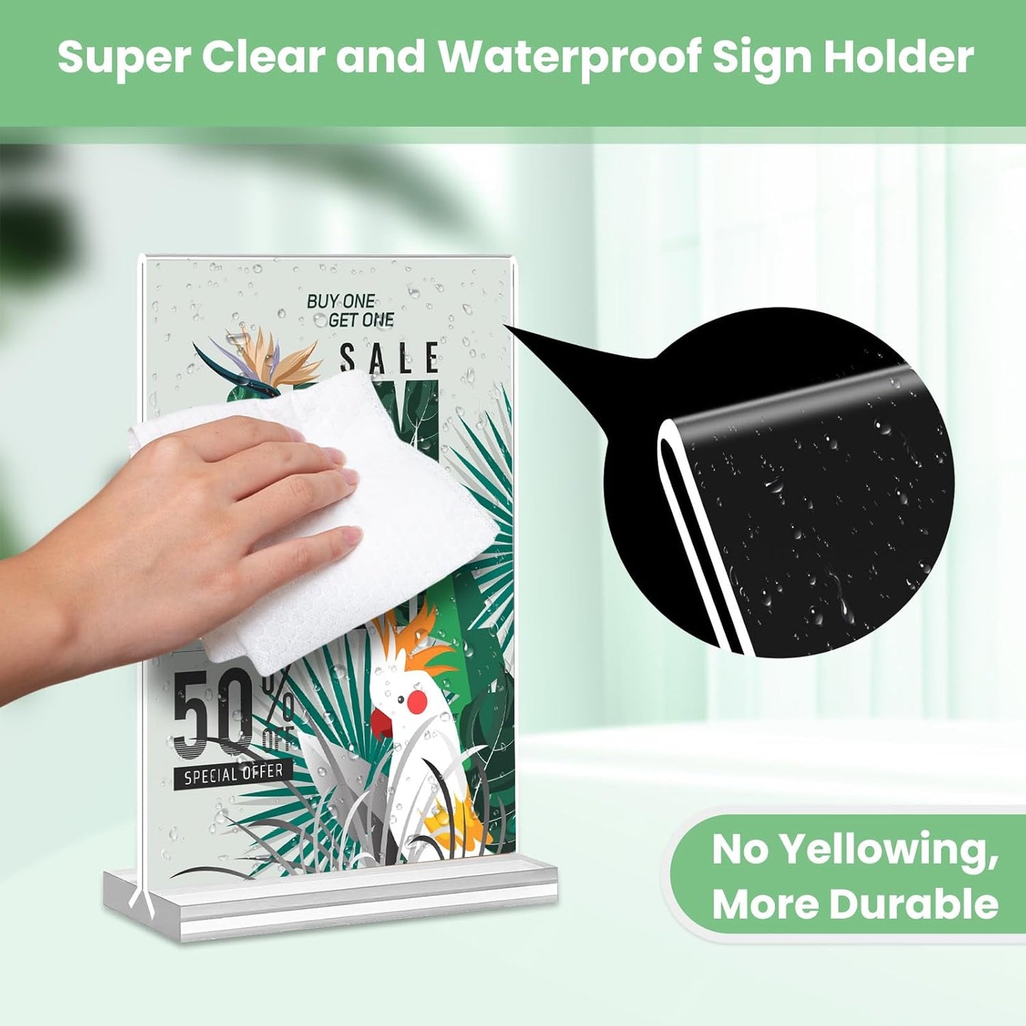 Acrylic Sign Holder 4x6, 24 Pack Clear Table Menu Vertical Clear Table Double Sided Flyer Display, Plastic Flyer Display Stand,Paper photo Plastic Sign Frame Suitable for Restaurants Office Store Show