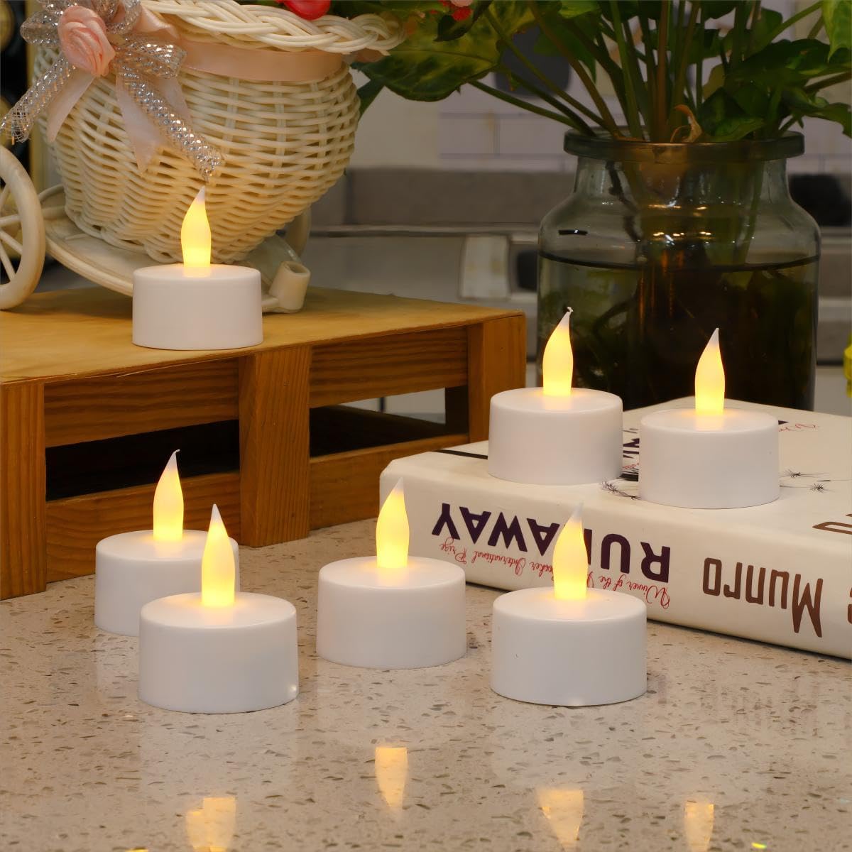 Rechargeable LED Tea Lights, Flickering Flameless Candles with Remote Timer, 12 PCS Electric Battery Operated Candles with Charging Base for Christmas Halloween Weddings Decorative