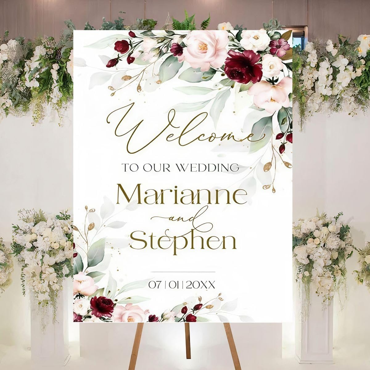 Personalized Welcome To Our Wedding Sign, Wedding Decorations, Flowers Wedding Sign #13, Vesion 13