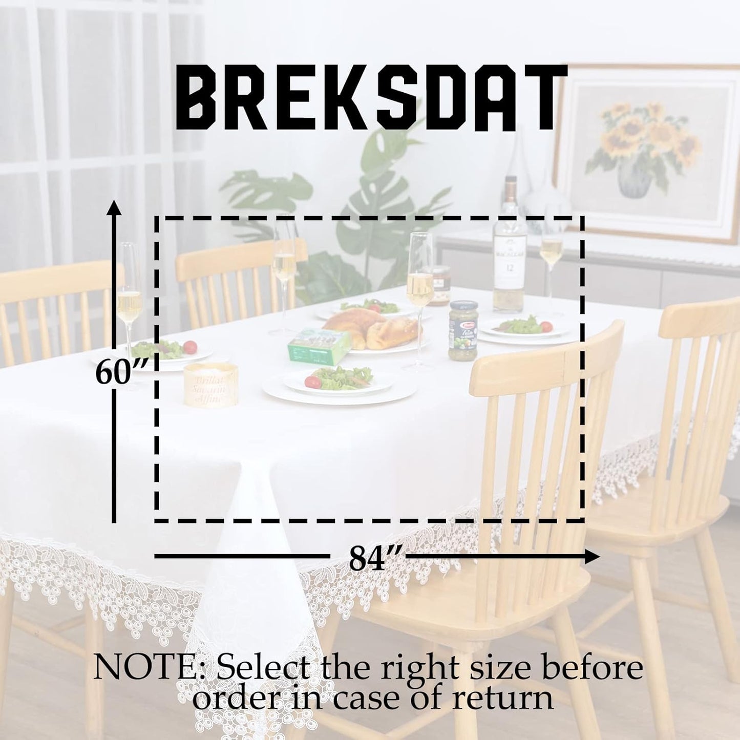 White lace Premium Rectangle Farmhouse Tablecloth Waterproof OilProof SpillProof AntiShrink Soft Wrinkle Resistant Decorative Fabric Table Cover Kitchen Dinning Party Wedding Banquet