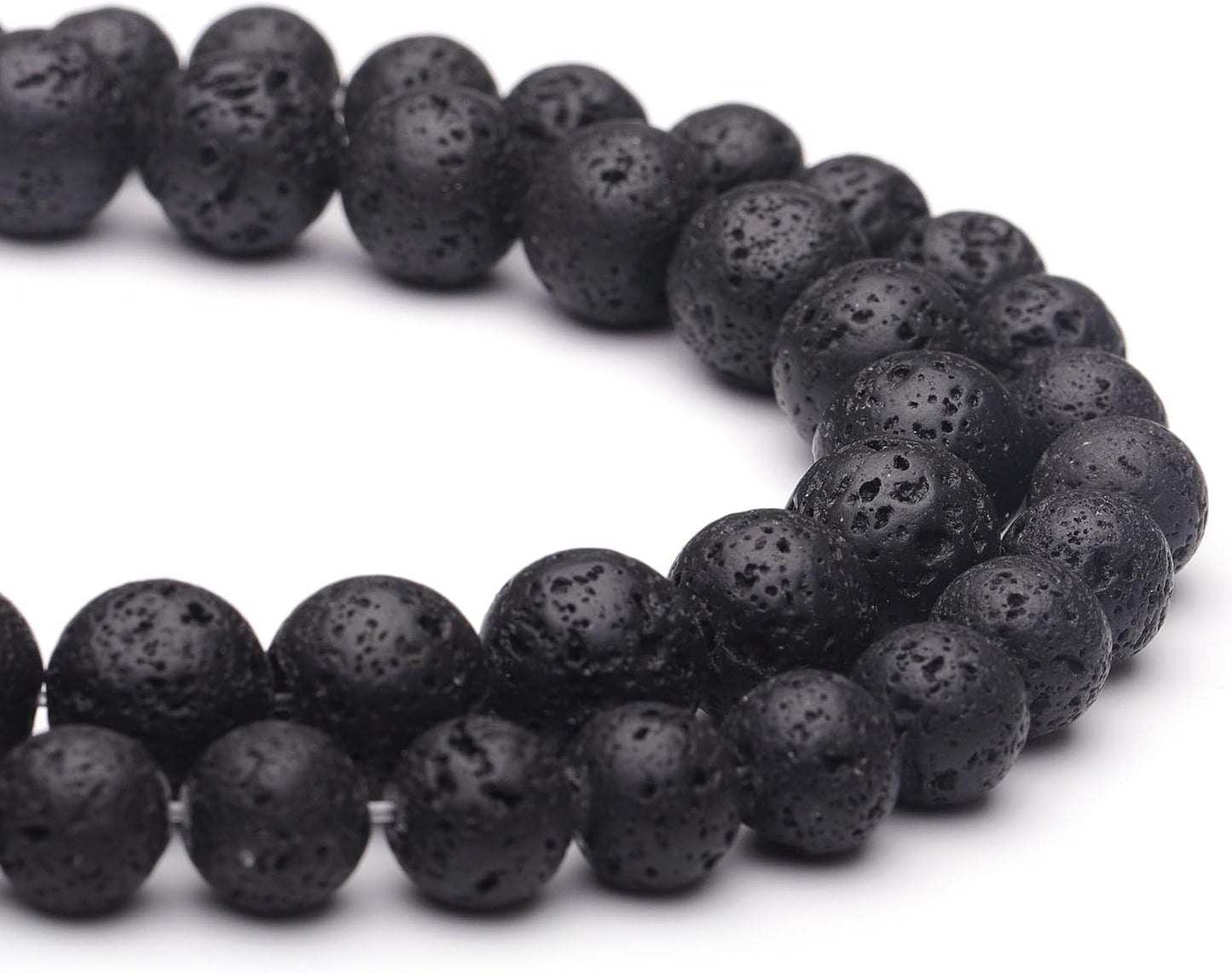 10mm Natural Stone Beads for Jewelry Making,Black Lava Polished Smooth Round Gemstone Beads for Bracelet Necklace 15 Inch