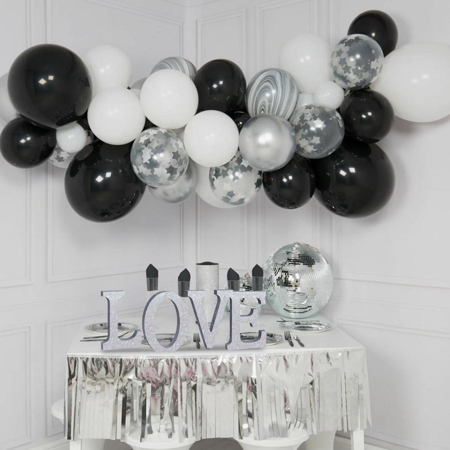 TONIFUL 8 Inch Silver Glitter Letter E Table Centerpiece A-Z Silver Birthday Party Decorations,Silver Alphabet E for Birthday,Chrismas,Graduation,Bridal Shower,Wedding,Anniversary Party Supplies