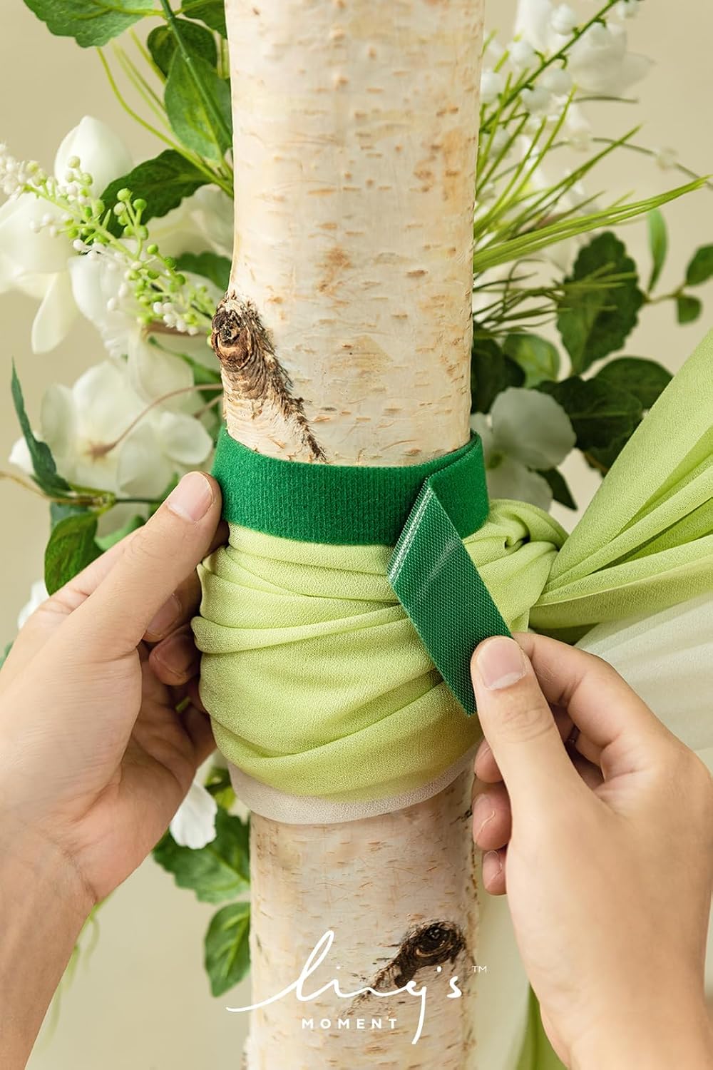 Ling's moment Wedding Arch Flowers Kit Pack of 4, 2pcs Hanging Artificial Flower Arrangements 2pcs Chiffon Drapes, Spring Ceremony Reception Fake Rose Arbor Backdrop Floral Outdoor Decor, White Green