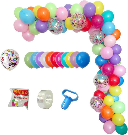 DIY Balloon Arch & Garland Kit, 113Pcs Party Balloons Decoration Set, Colorful Confetti Balloons & Colorful Latex Balloons for Baby Shower, Wedding, Birthday, Graduation, Anniversary Organic Party