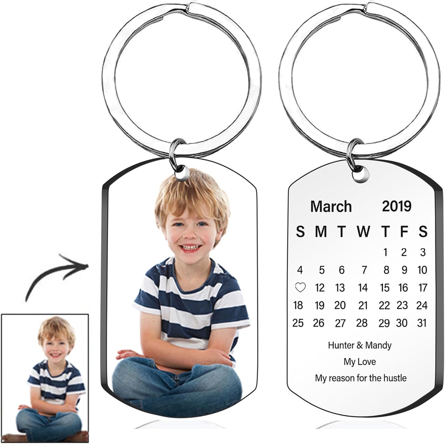 Personalized Double-sided Photo Text+Icons Keychain Drive Safe Boy Girlfriend Pet Memorial Anniversary Custom Keychain Gifts