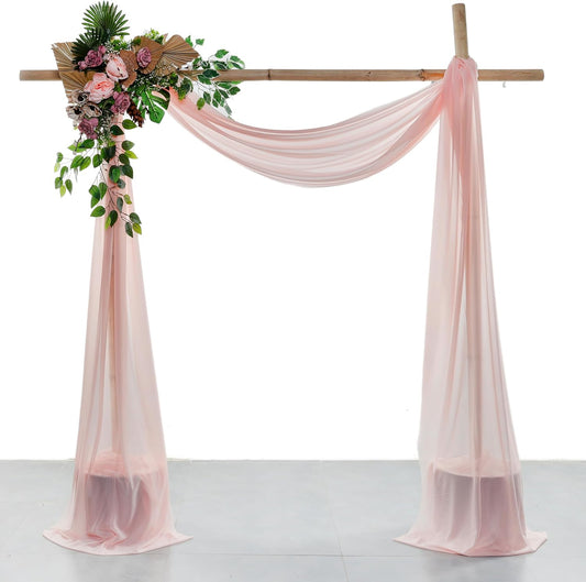 VDS Pack of 2 Panel (30 Inch X 30 Feet) Wedding Arch Draping Fabric Sheer Chiffon Fabric Drapery for Wedding Ceremony Reception Swag Backdrop Canopy Chuppah ARBO Altars Decoration (Dusty Rose)