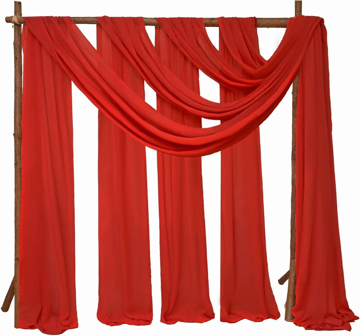 6 Panels Red Wedding Arch Drapery 28" x 20Ft Wedding Arch Draping Fabric Chiffon Fabric Drape Sheer Backdrop Curtain for Weddings Outdoor Party Ceremony Birthday Arbor Drapery Reception Ceiling Décor